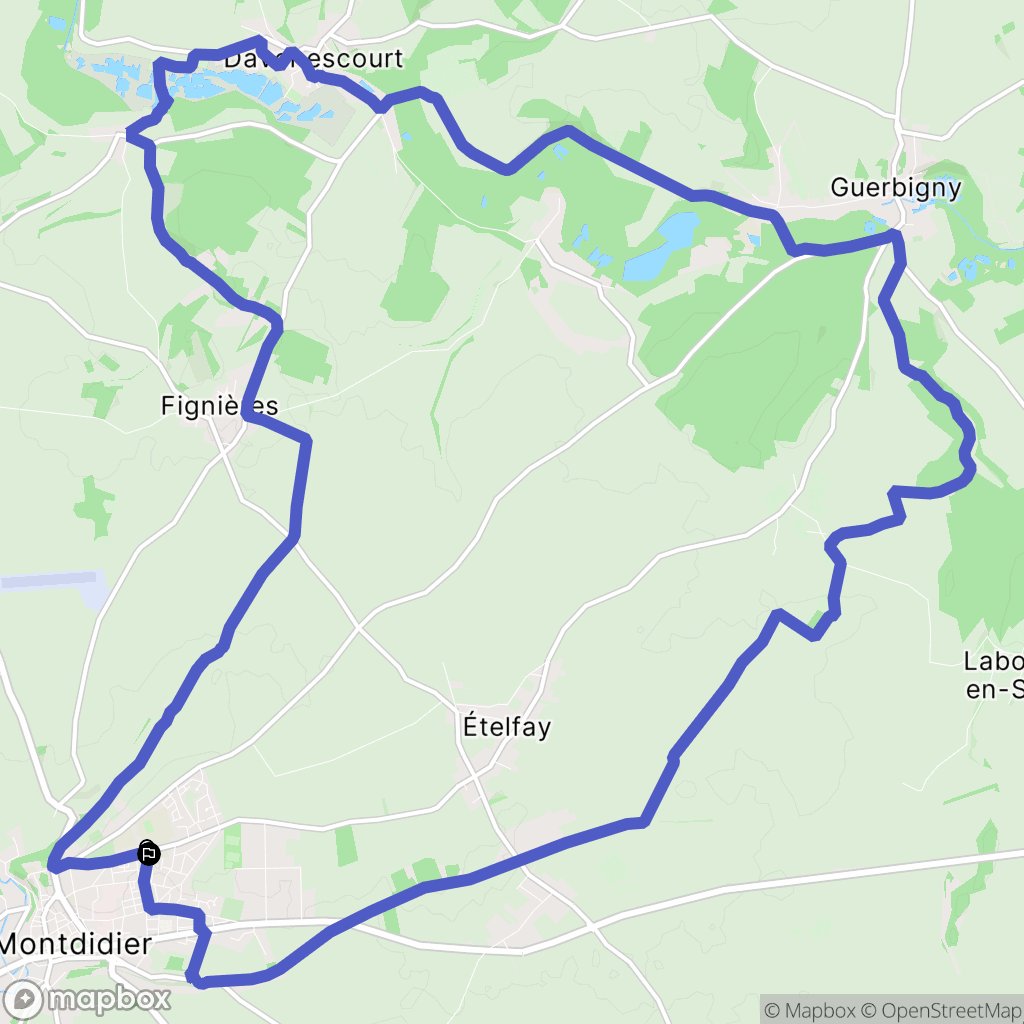 Montdidier : carte du parcours de randonnée - France