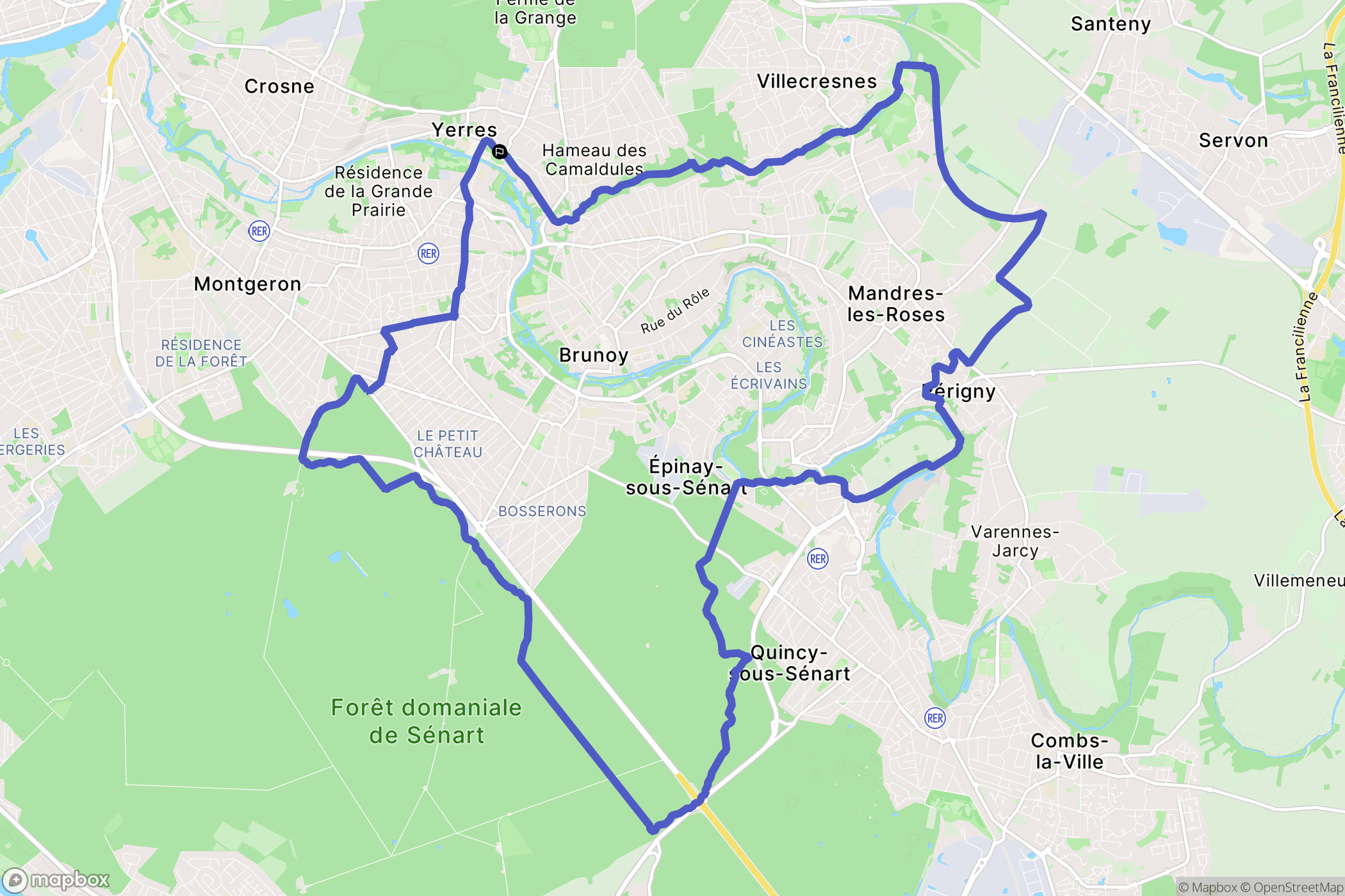 Yerres : carte du parcours de randonnée - France