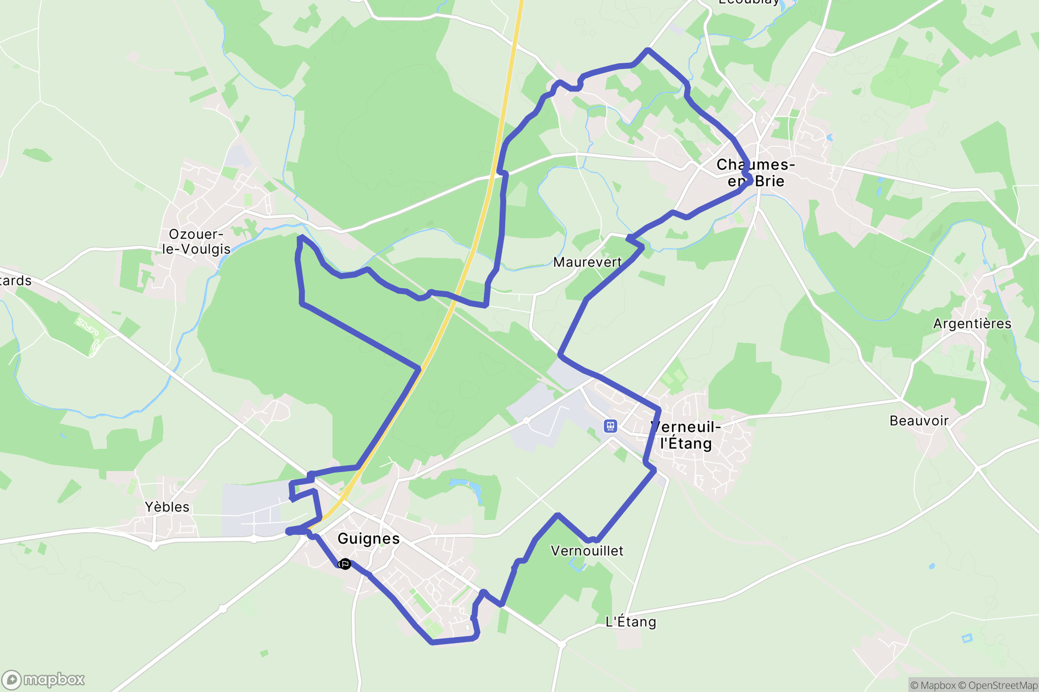 Guignes : carte du parcours de randonnée - France