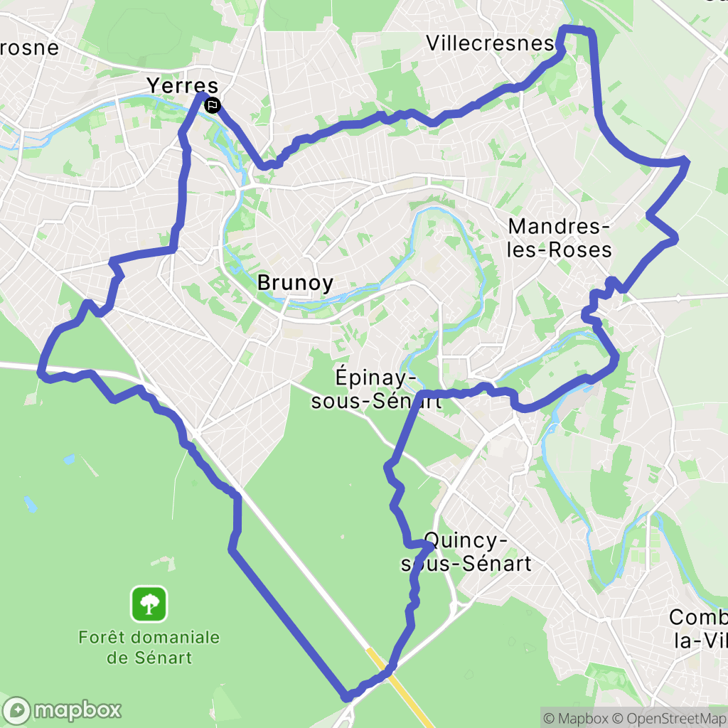 Yerres : carte du parcours de randonnée - France