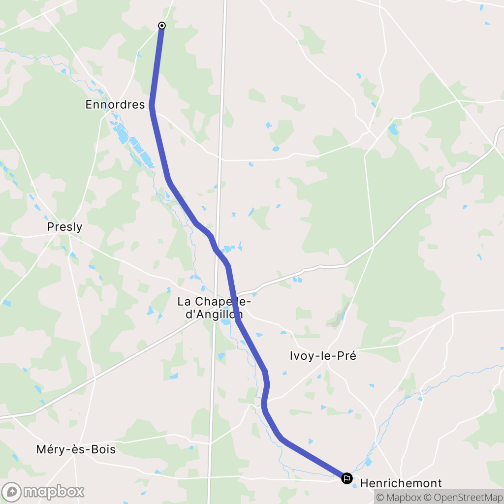 Ennordres : carte du parcours de randonnée - France