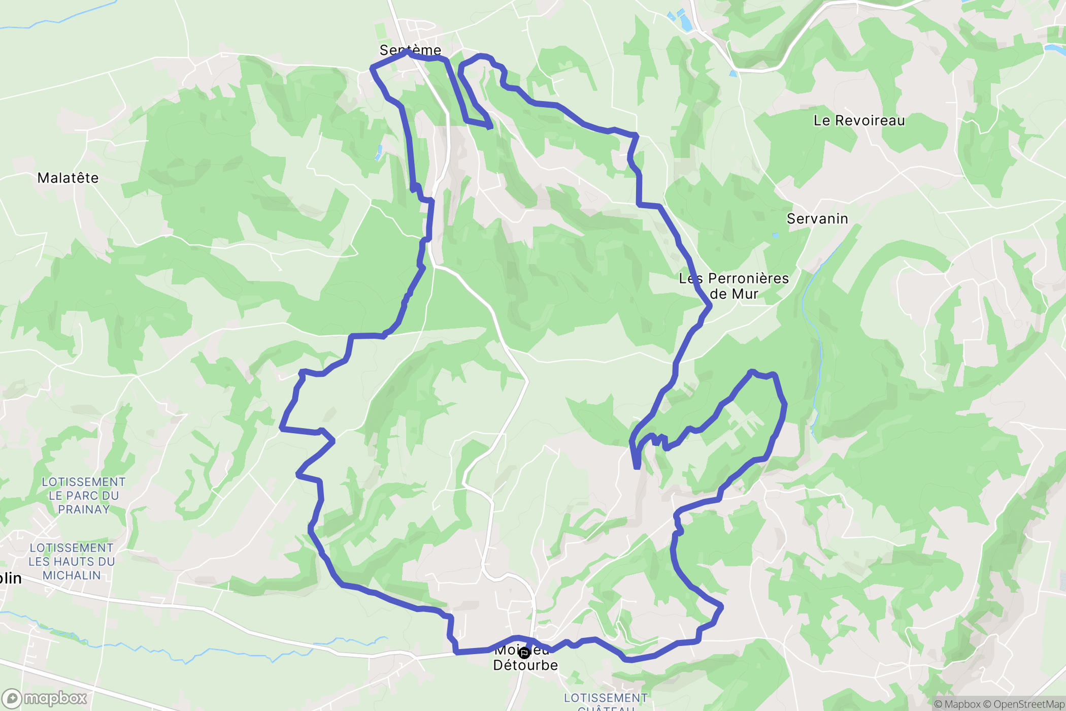 Moidieu-Détourbe : carte du parcours de randonnée - France