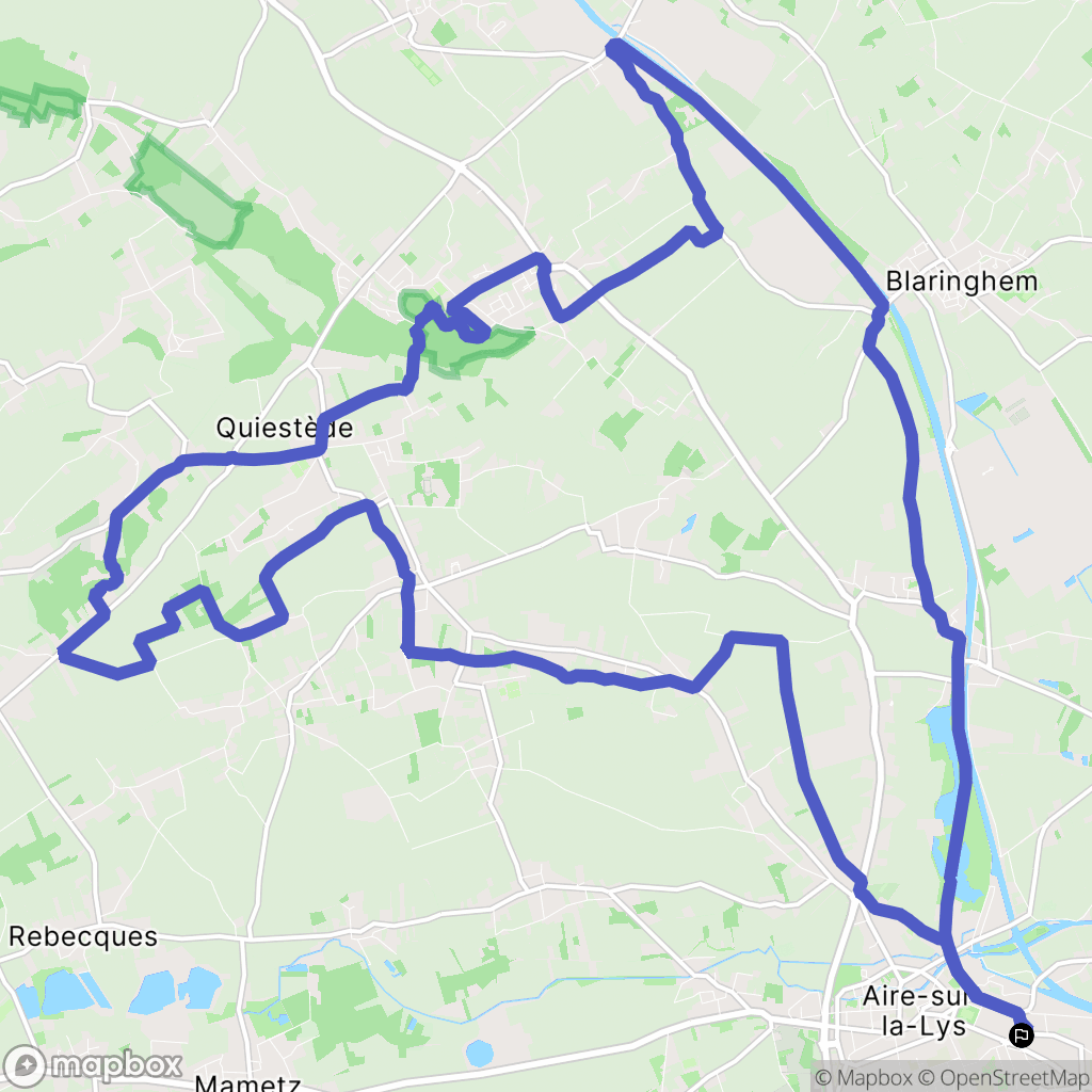 Aire-sur-la-Lys : carte du parcours de randonnée - France