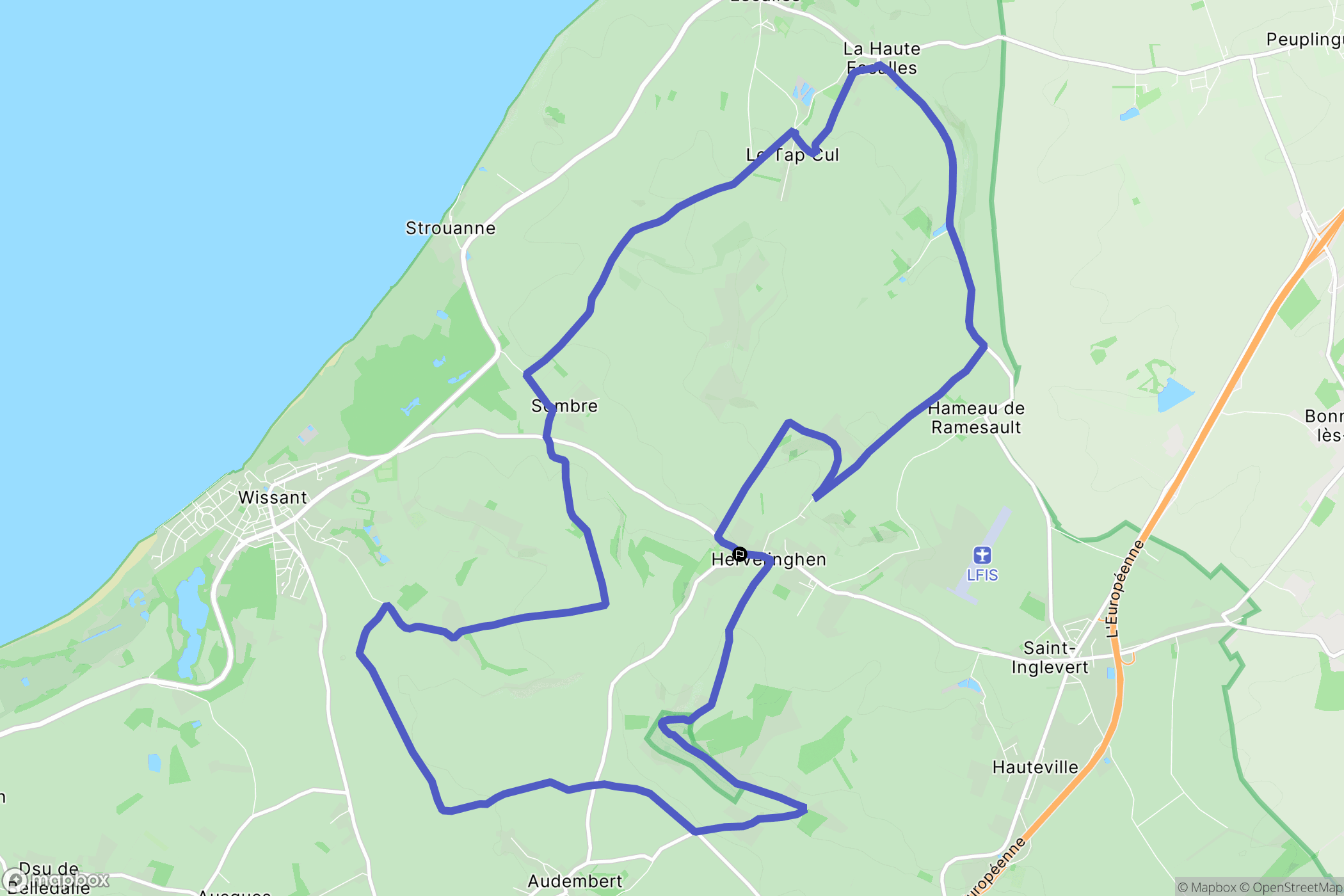 Hervelinghen : carte du parcours de randonnée - France