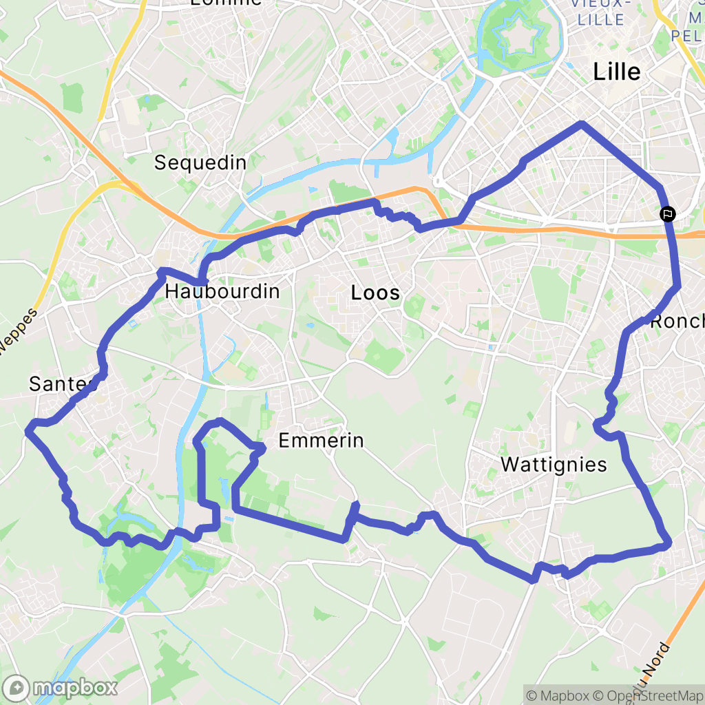 Lille : carte du parcours de randonnée - France