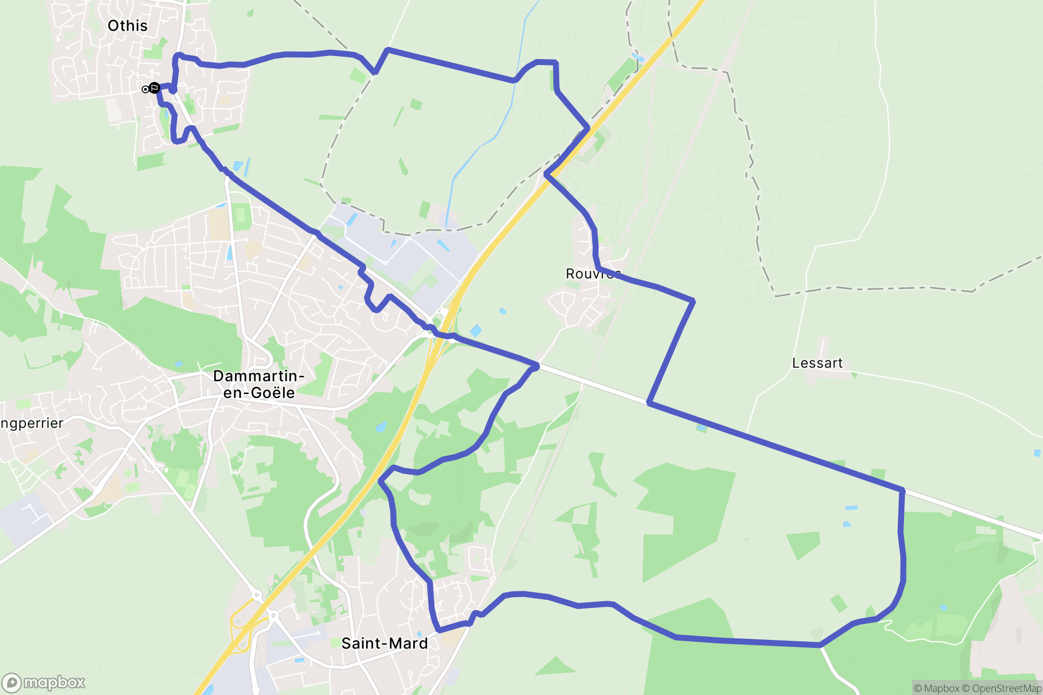 Othis : carte du parcours de randonnée - France