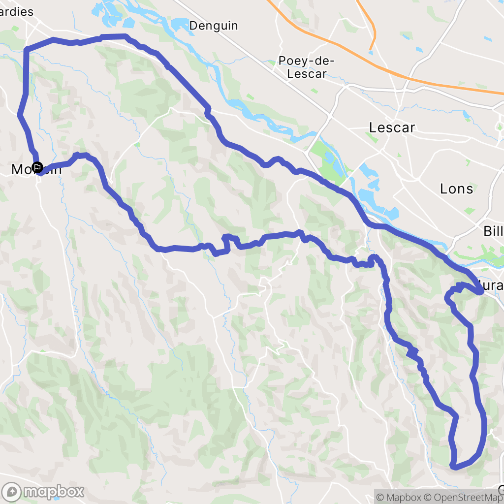 Monein : carte du parcours de randonnée - France