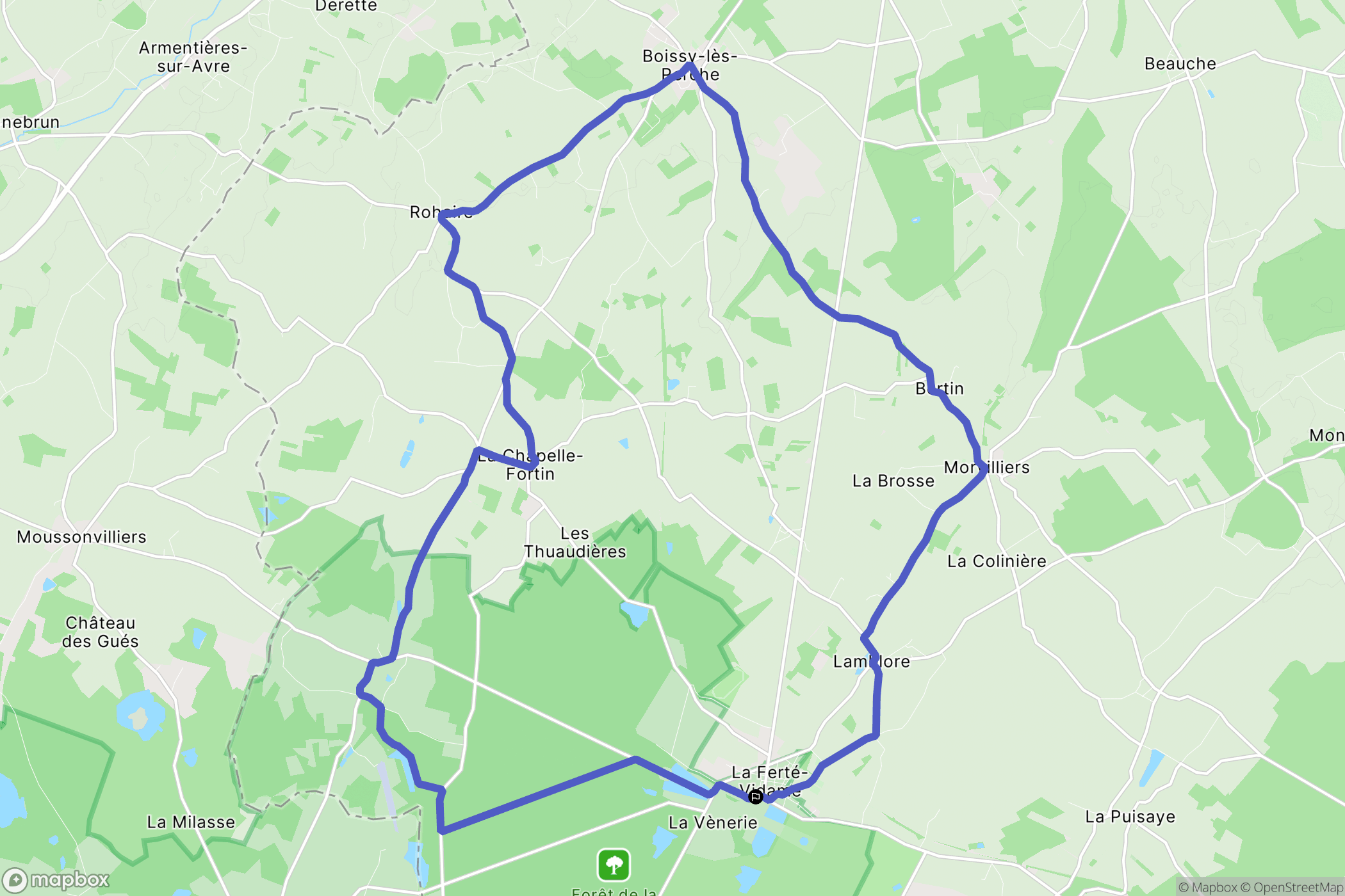 La Ferté-Vidame : carte du parcours de randonnée - France