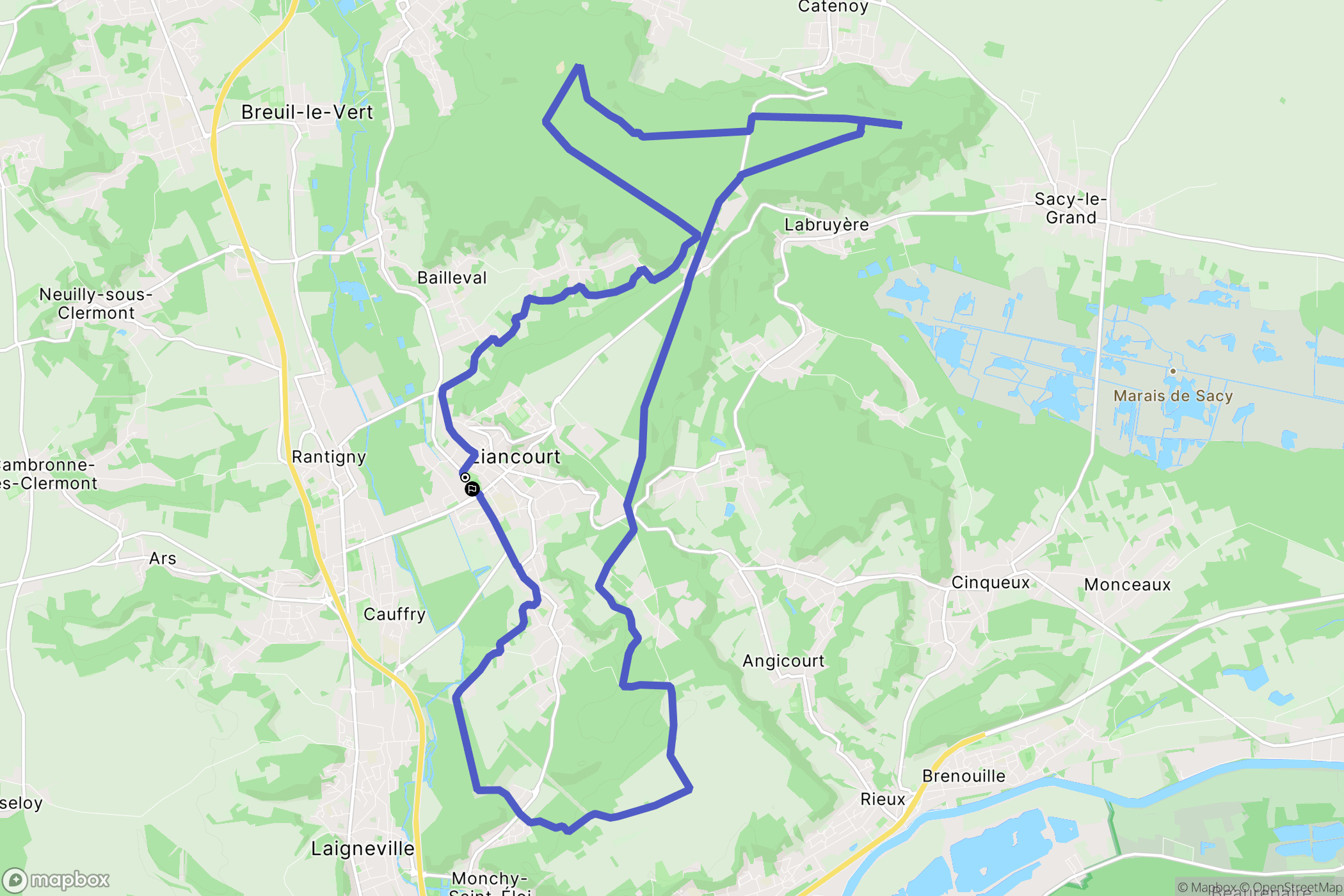 Liancourt : carte du parcours de randonnée - France