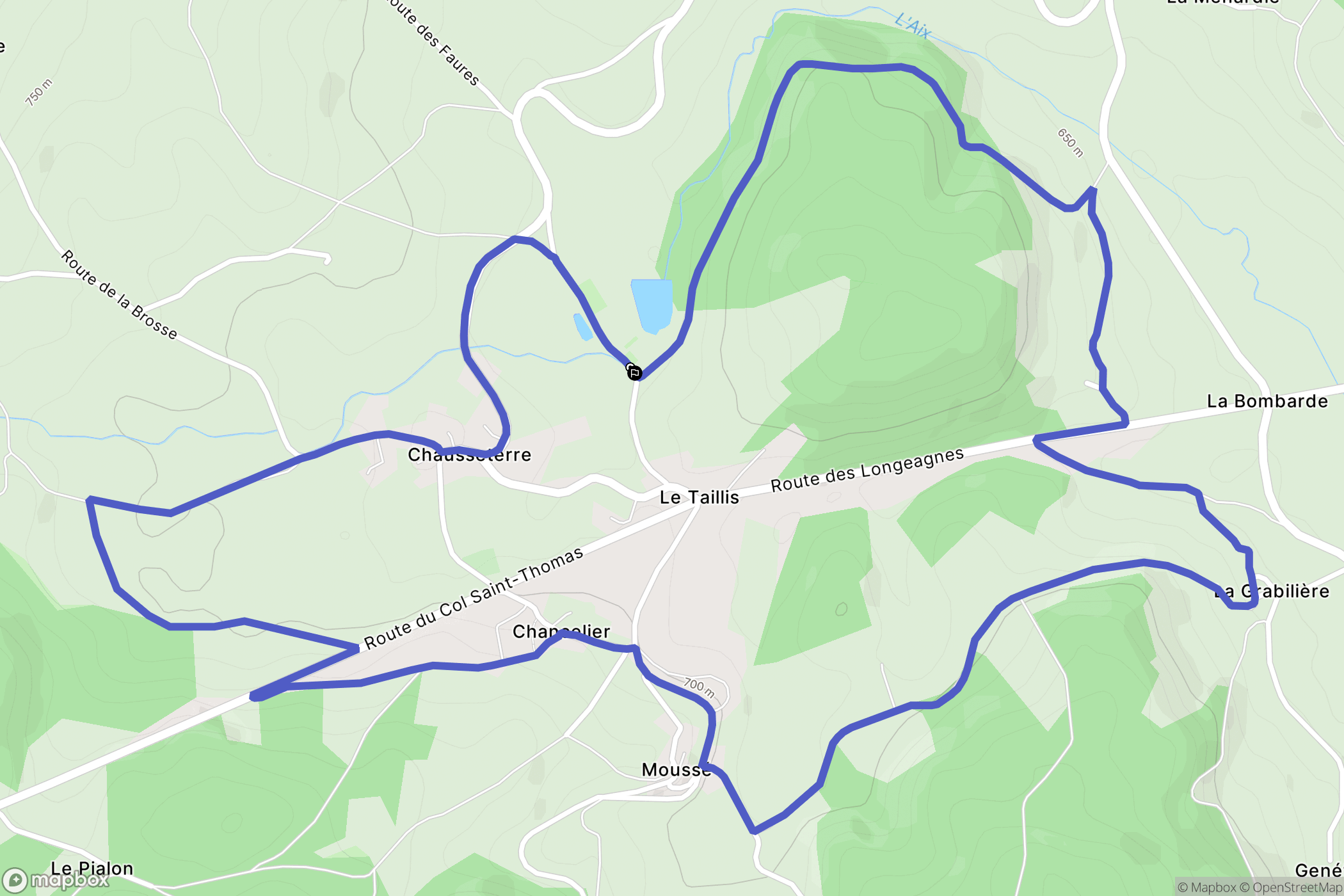 Chausseterre : carte du parcours de randonnée - France