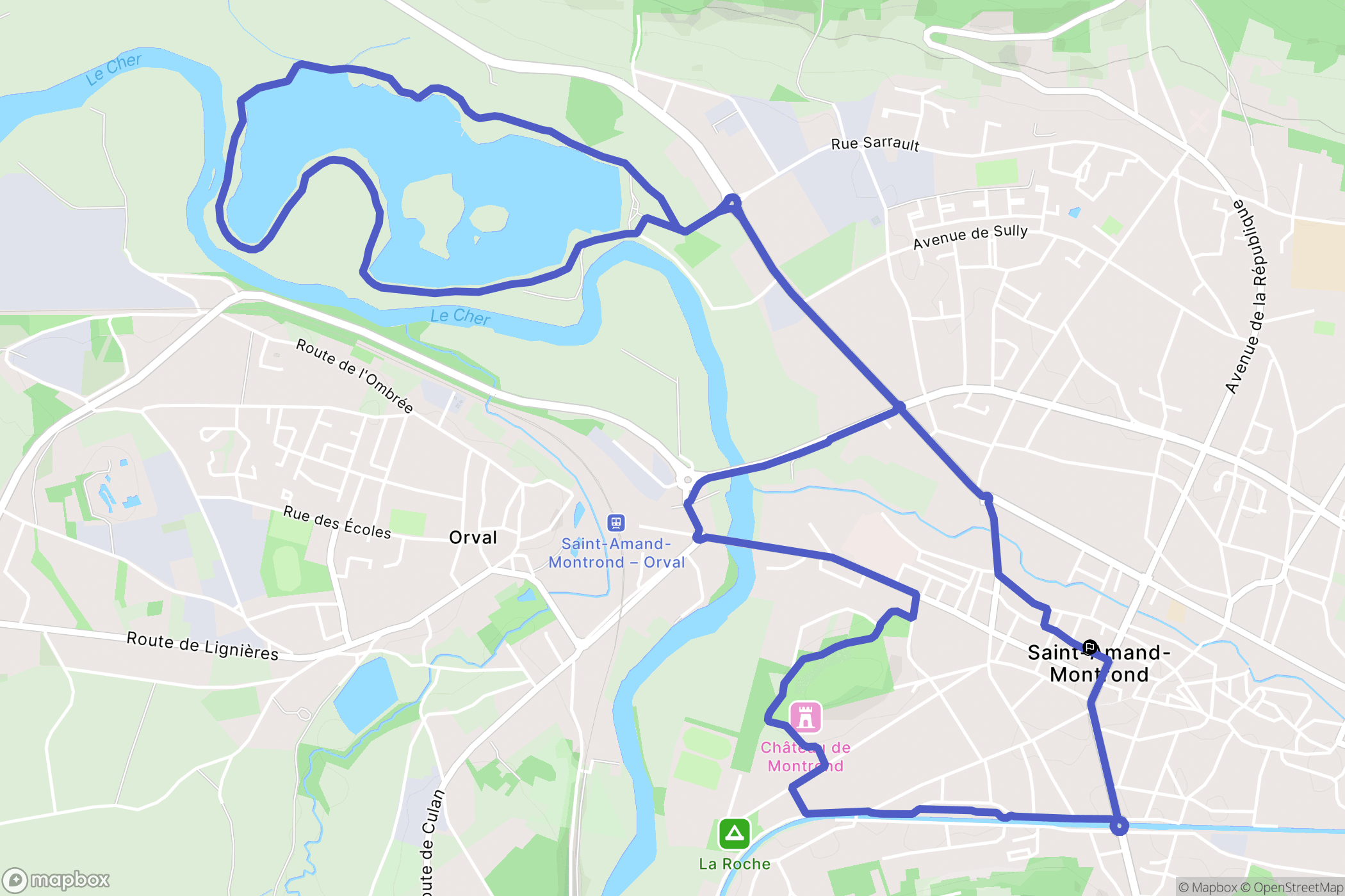 Saint-Amand-Montrond : carte du parcours de randonnée - France