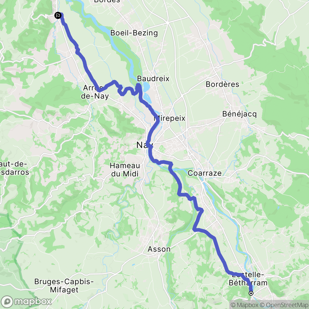 Lestelle-Bétharram : carte du parcours de randonnée - France