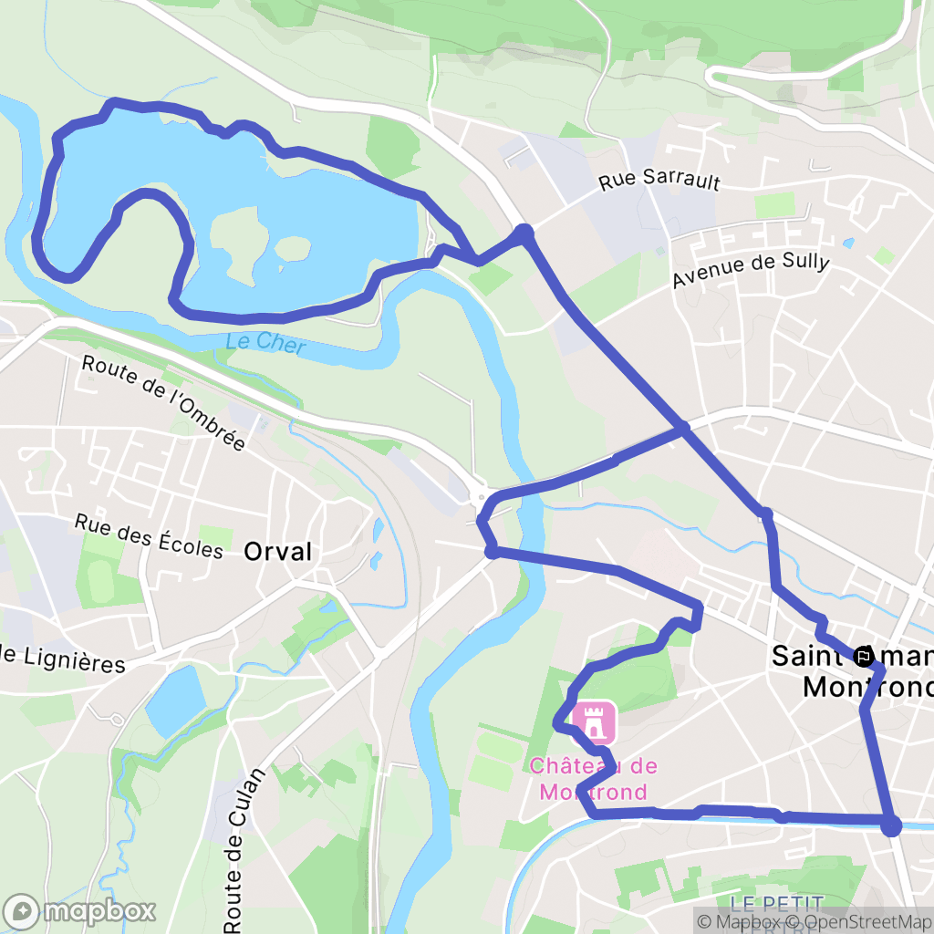 Saint-Amand-Montrond : carte du parcours de randonnée - France