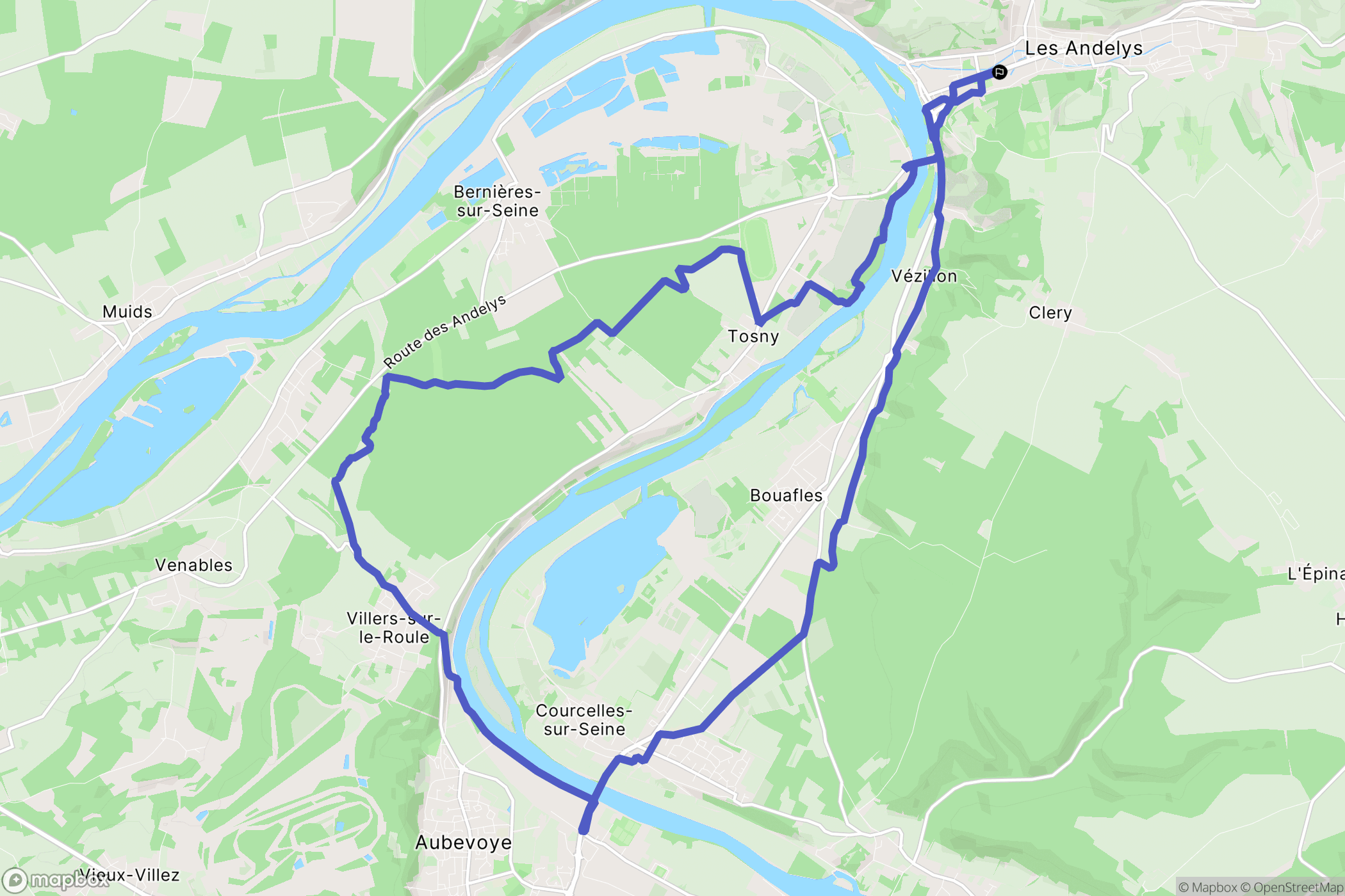 Les Andelys : carte du parcours de randonnée - France