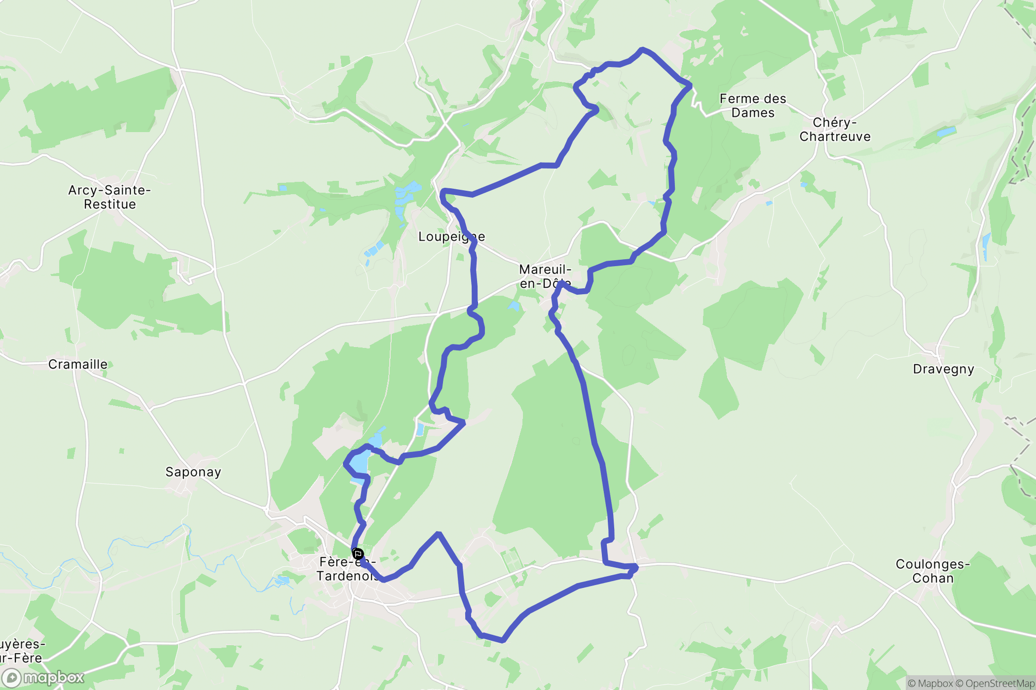 Fère-en-Tardenois : carte du parcours de randonnée - France