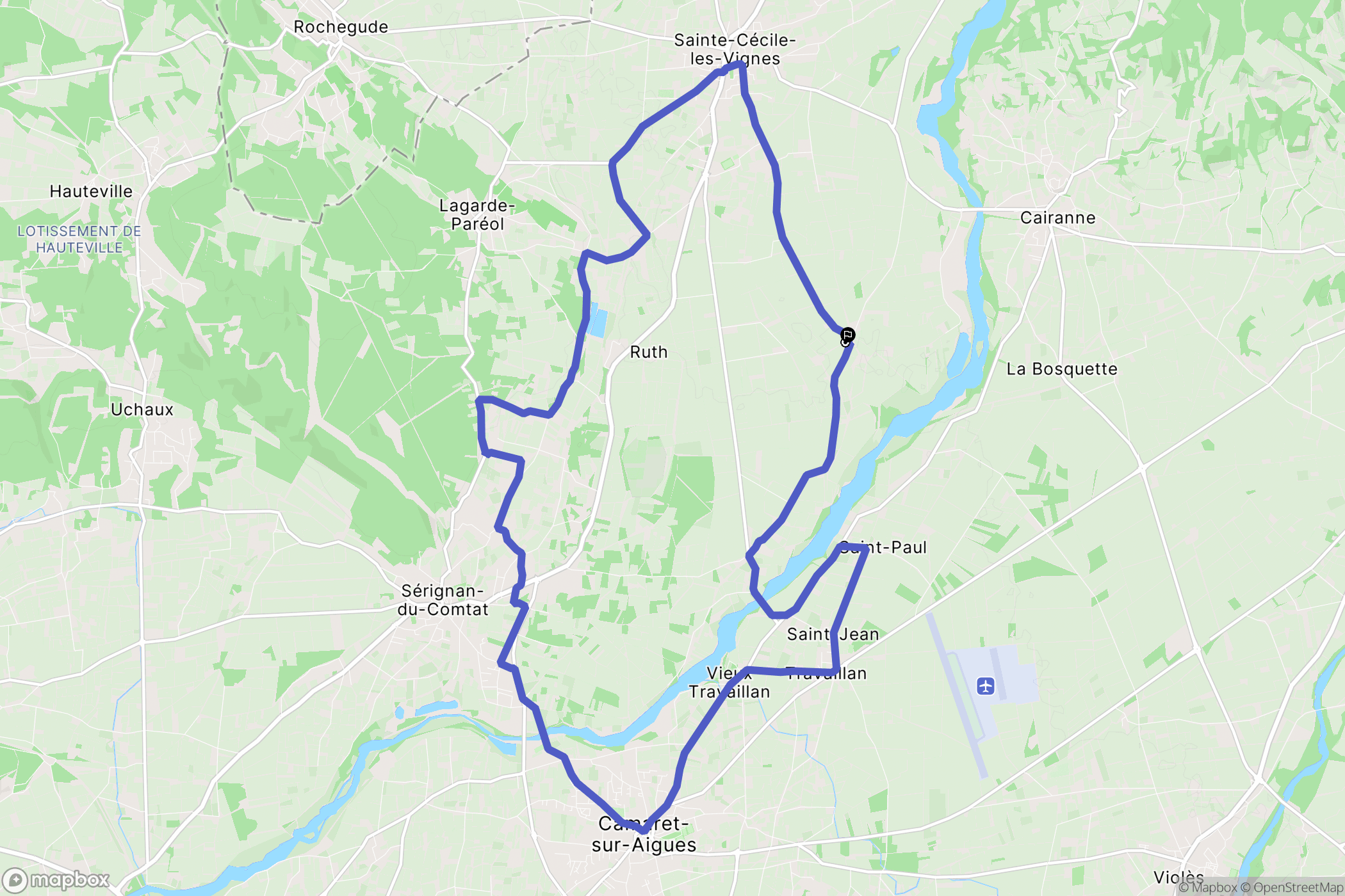 Cairanne : carte du parcours de randonnée - France