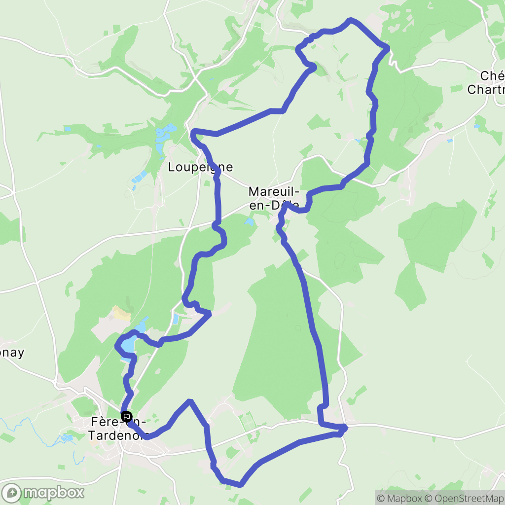 Fère-en-Tardenois : carte du parcours de randonnée - France