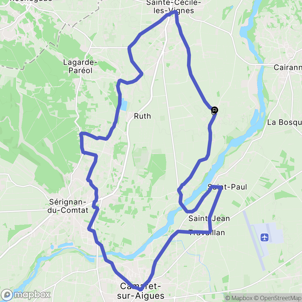 Cairanne : carte du parcours de randonnée - France