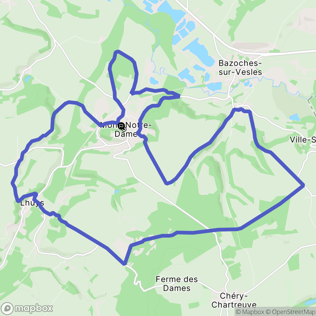 Mont-Notre-Dame : carte du parcours de randonnée - France
