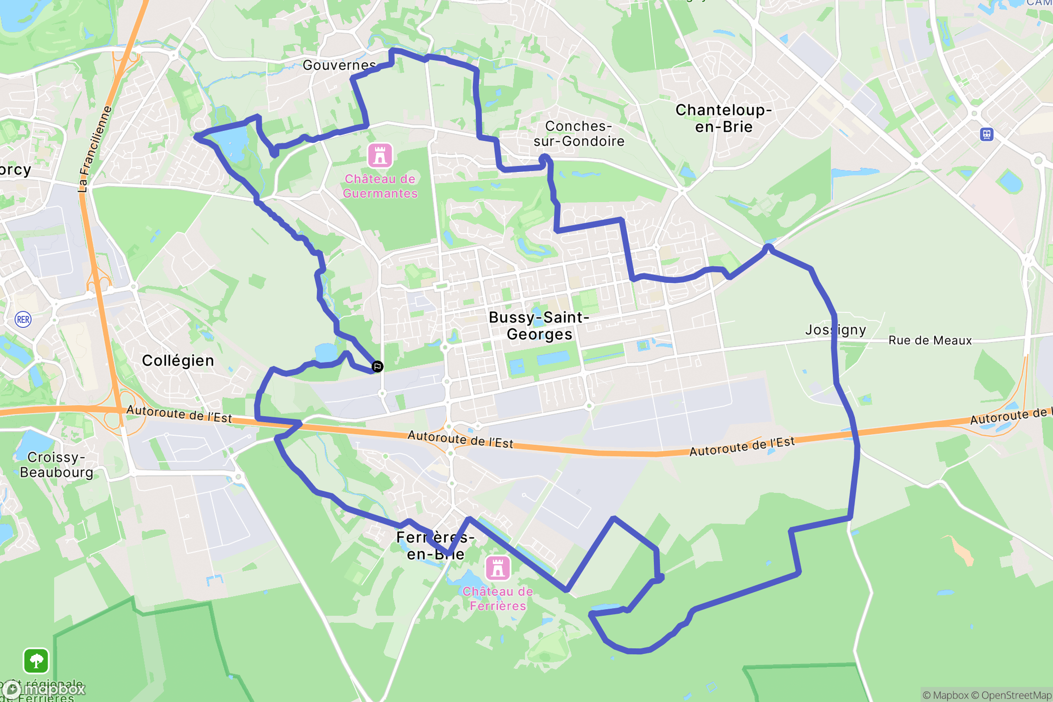 Bussy-Saint-Georges : carte du parcours de randonnée - France