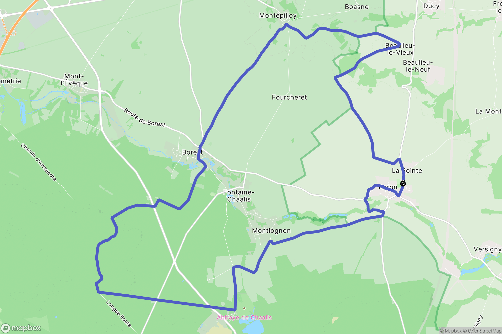 Baron : carte du parcours de randonnée - France