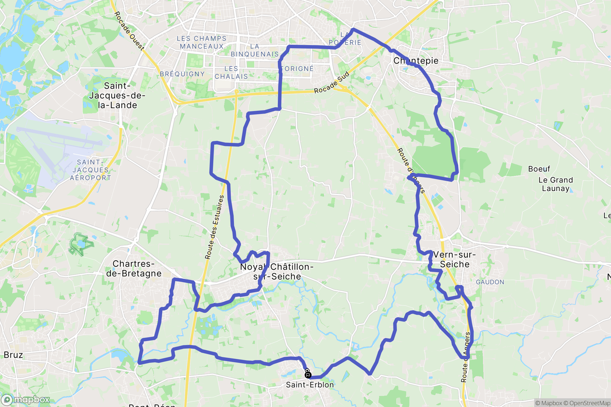 Saint-Erblon : carte du parcours de randonnée - France