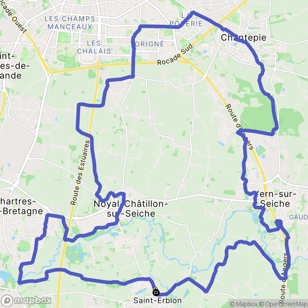 Saint-Erblon : carte du parcours de randonnée - France