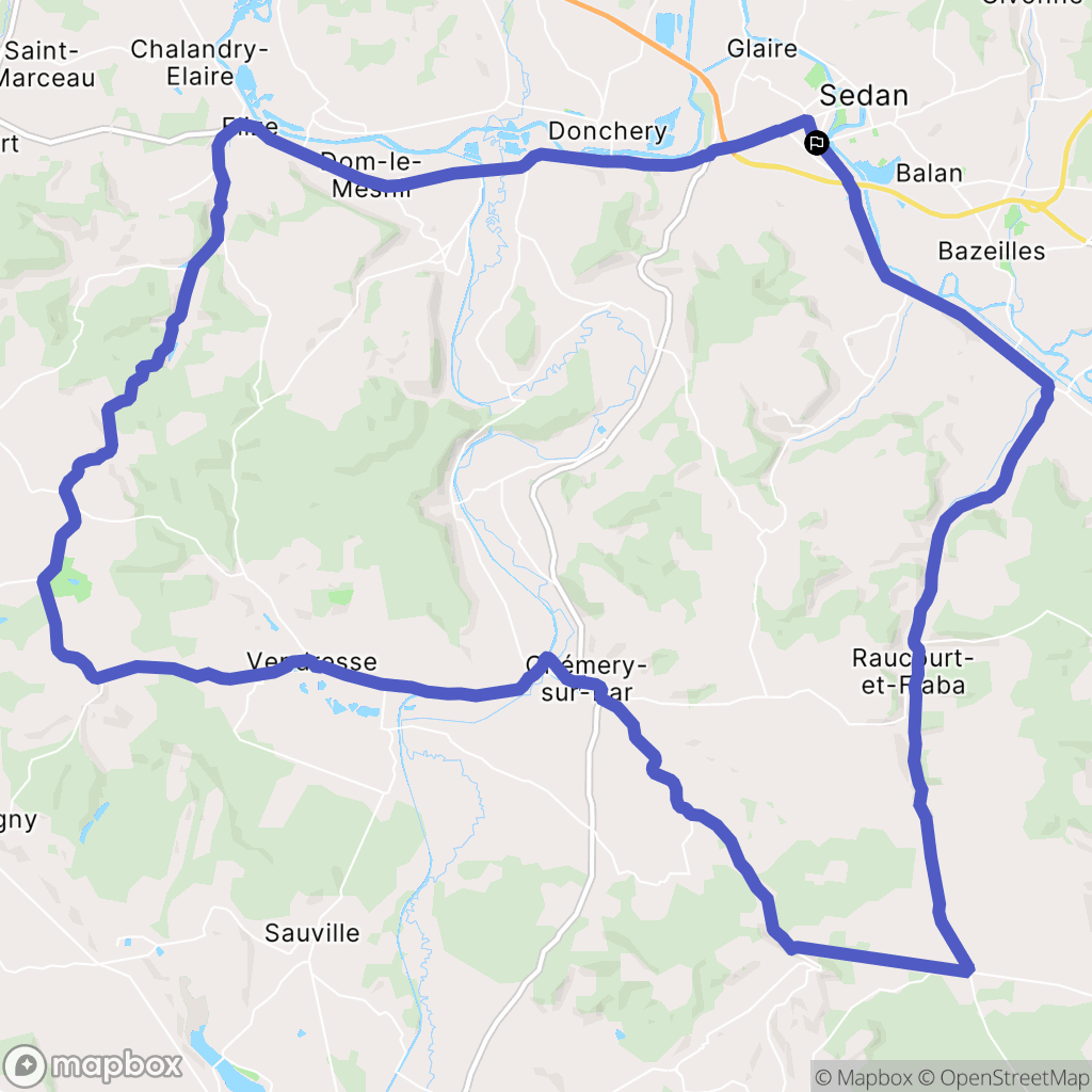 Sedan : carte du parcours de randonnée - France