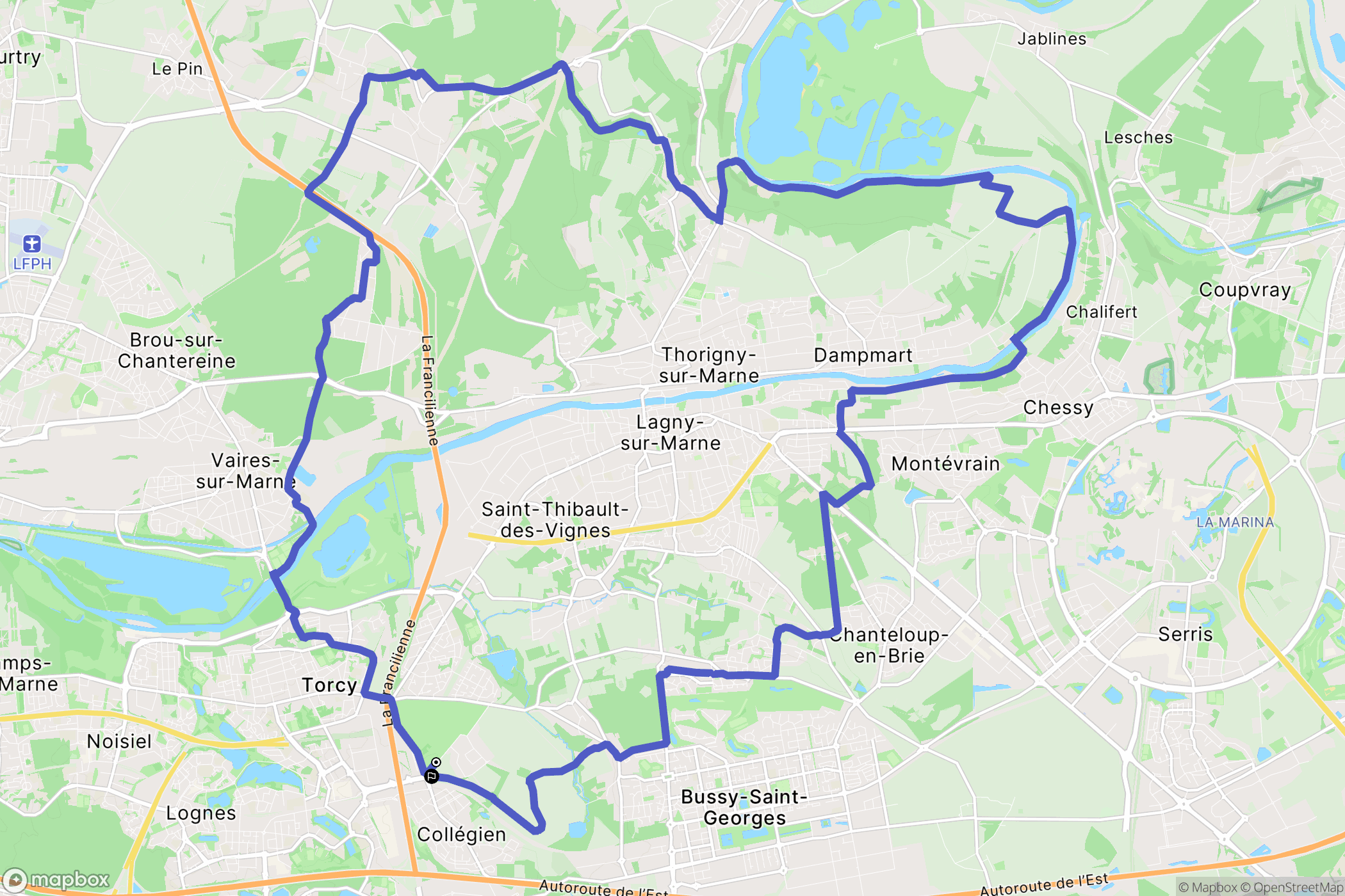 Bussy-Saint-Georges : carte du parcours de randonnée - France