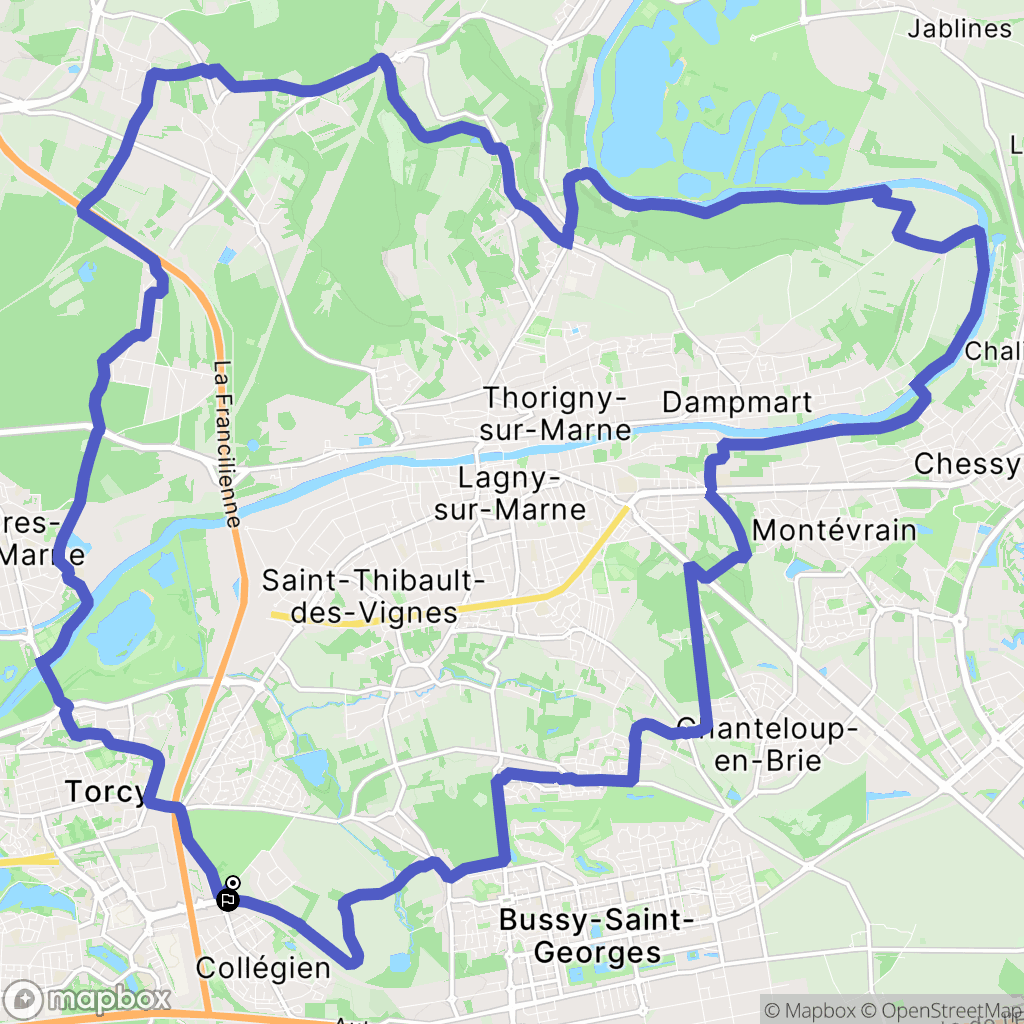 Bussy-Saint-Georges : carte du parcours de randonnée - France