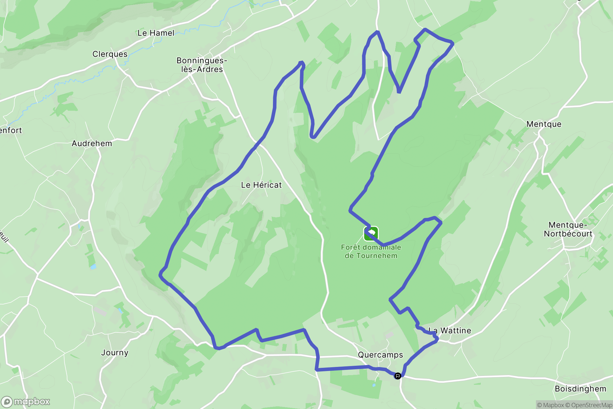 Quercamps : carte du parcours de randonnée - France