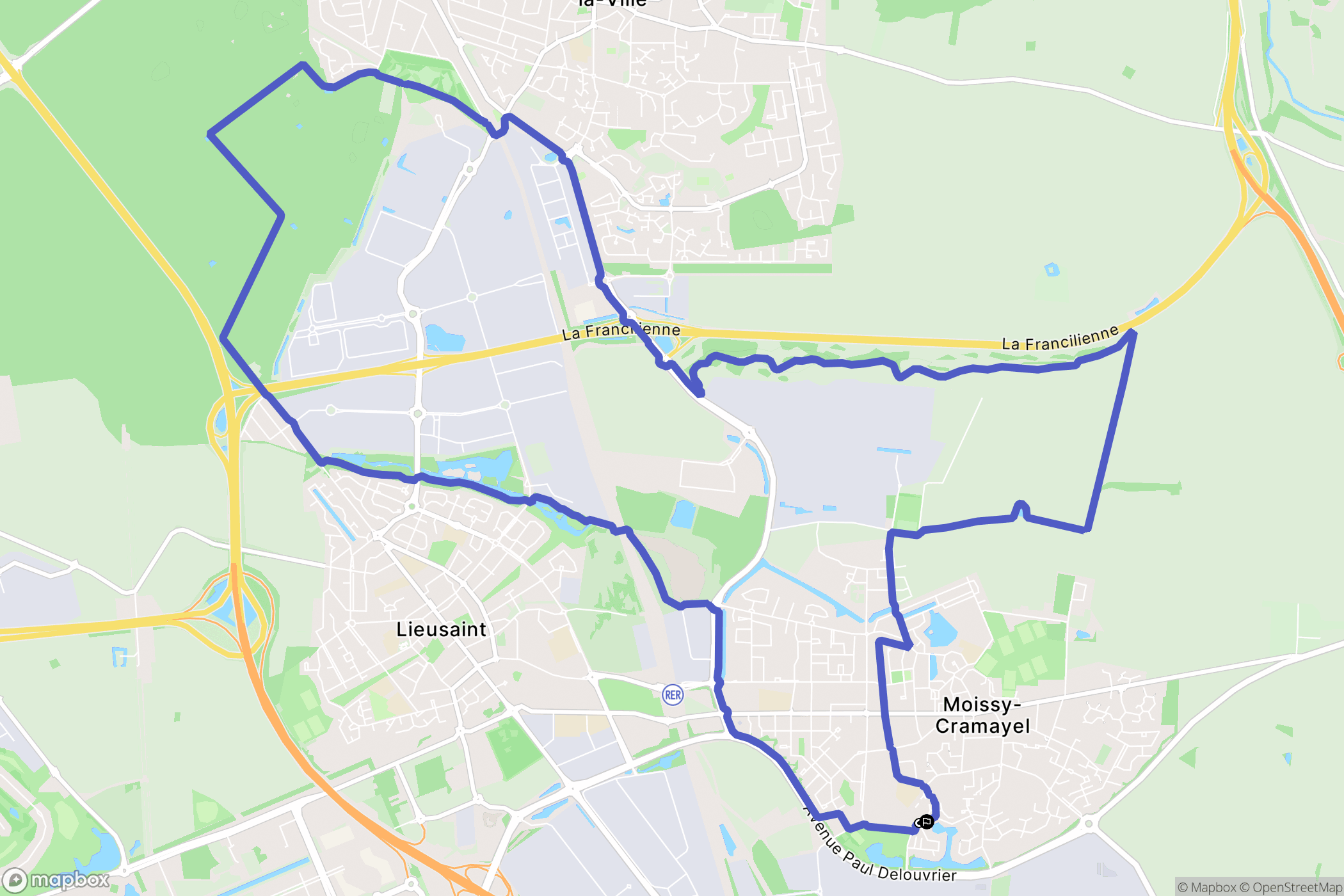 Moissy-Cramayel : carte du parcours de randonnée - France