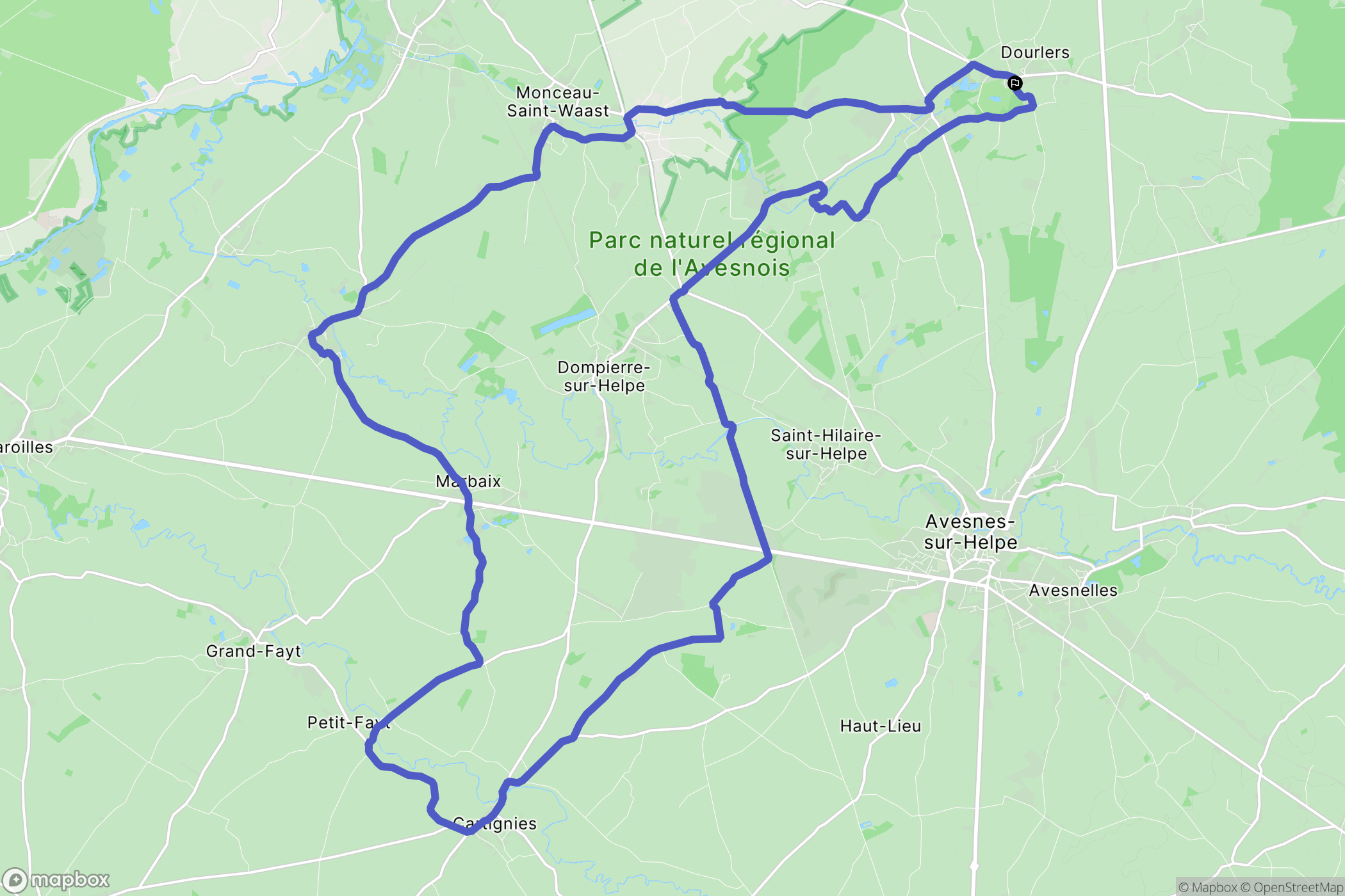 Dourlers : carte du parcours de randonnée - France