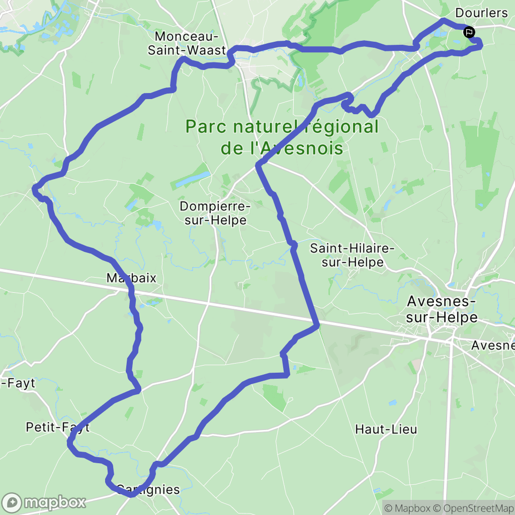 Dourlers : carte du parcours de randonnée - France