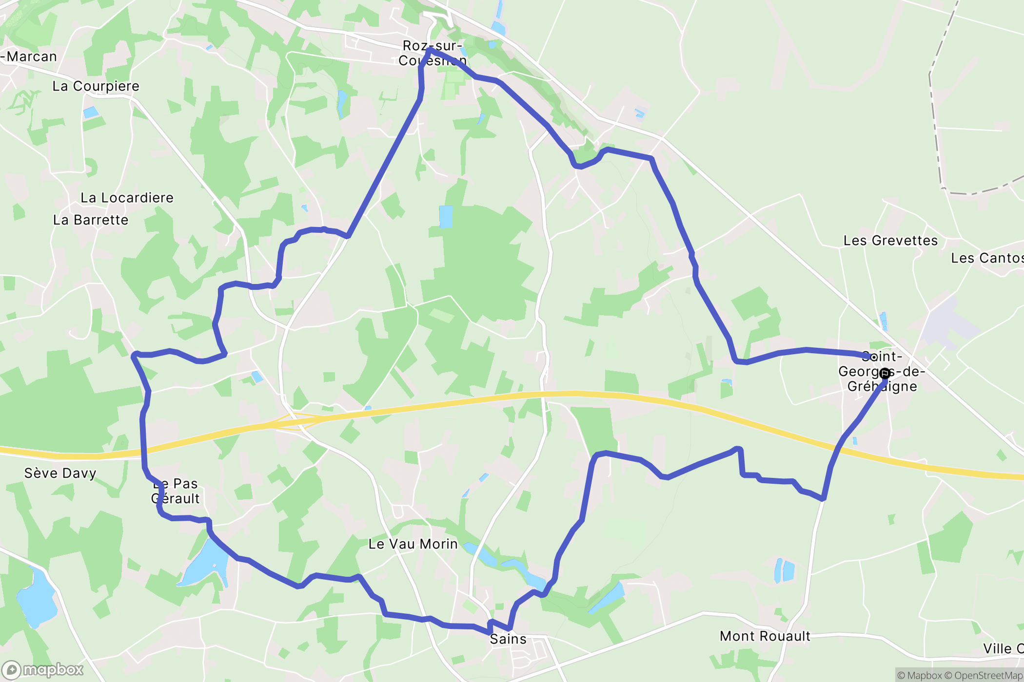 Saint-Georges-de-Gréhaigne : carte du parcours de randonnée - France