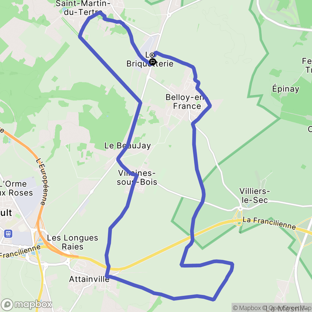 Belloy-en-France : carte du parcours de randonnée - France