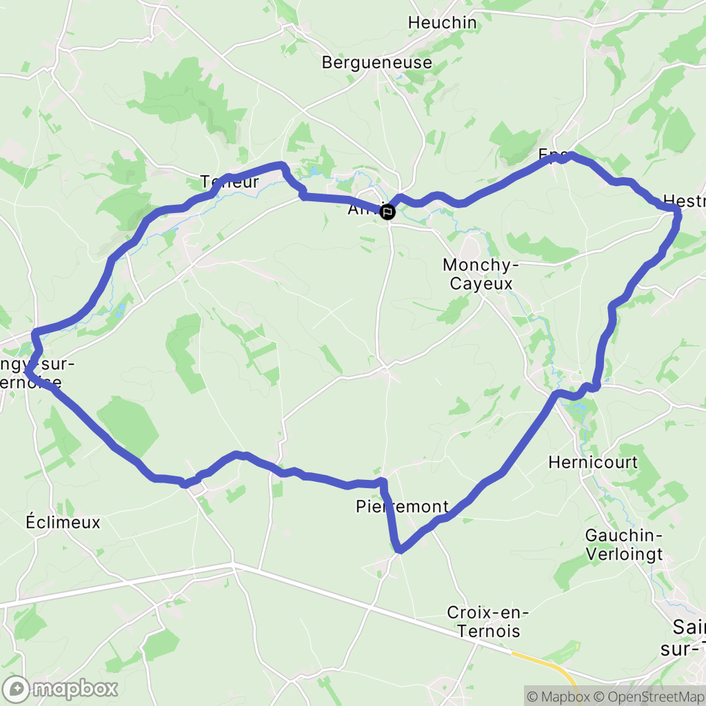 Anvin : carte du parcours de randonnée - France