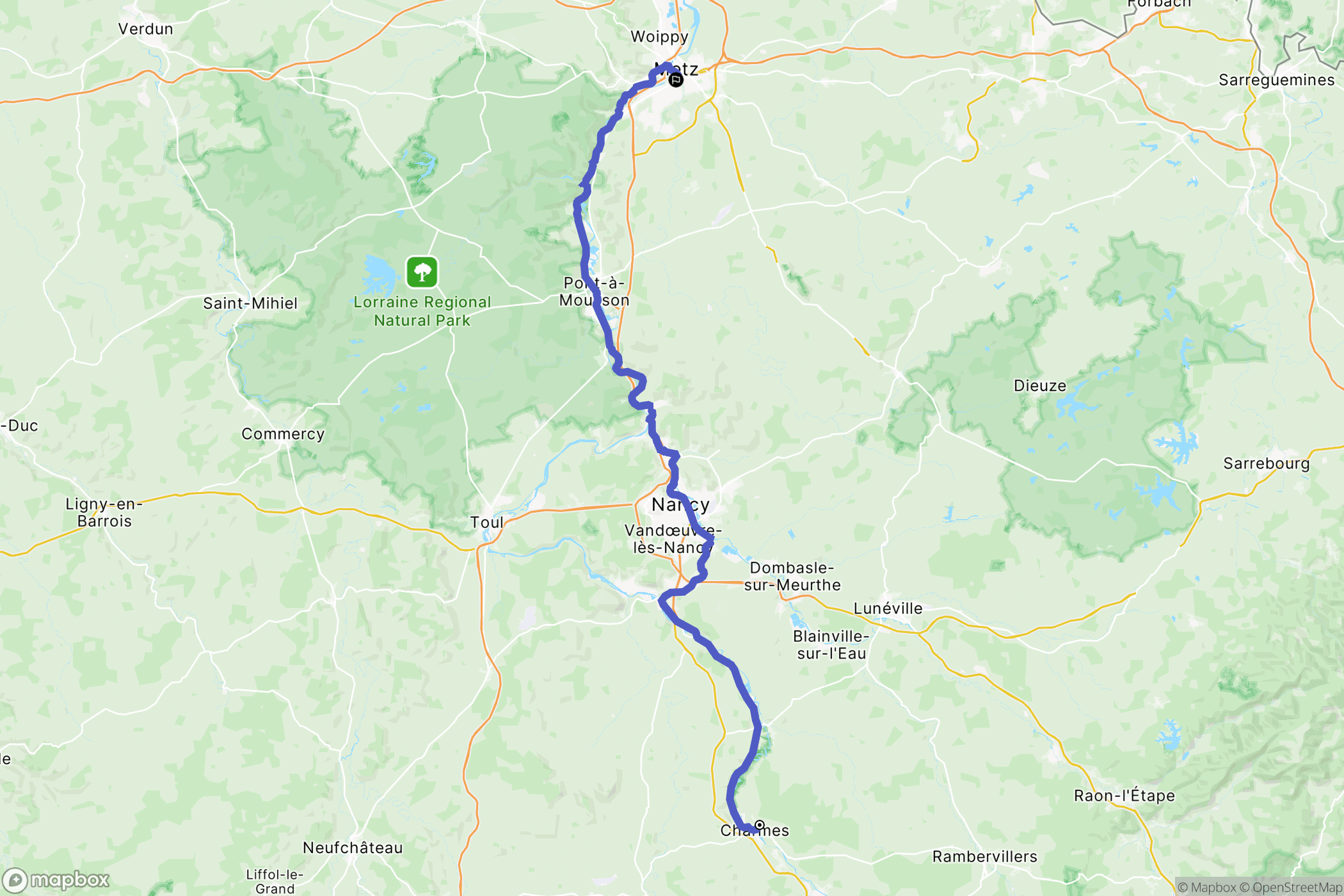Charmes : carte du parcours de randonnée - France