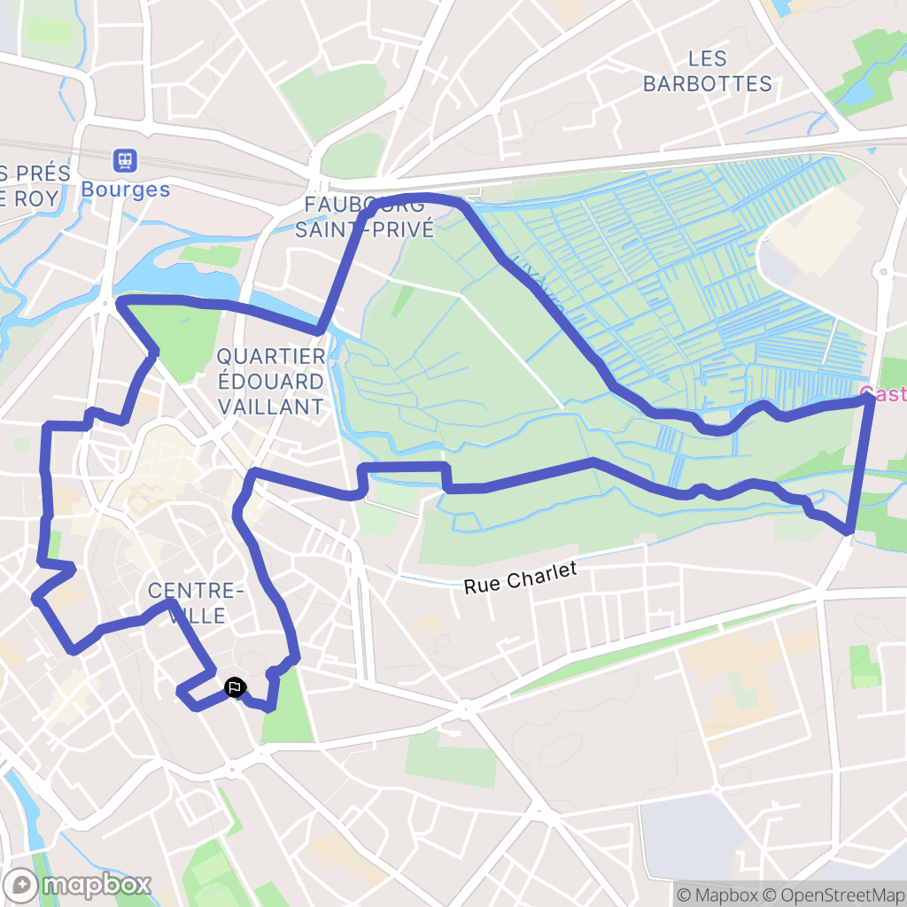 Bourges : carte du parcours de randonnée - France