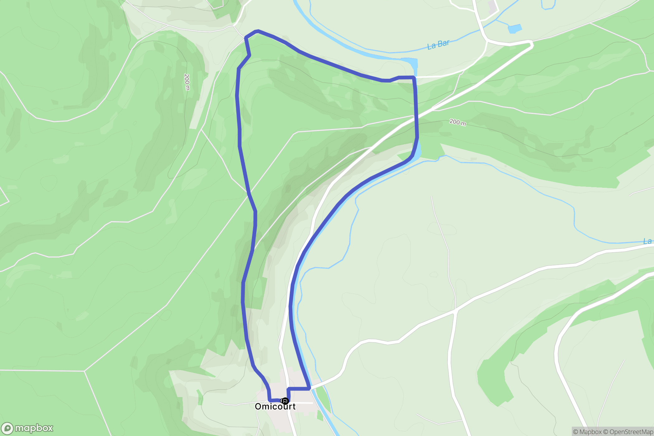 Omicourt : carte du parcours de randonnée - France