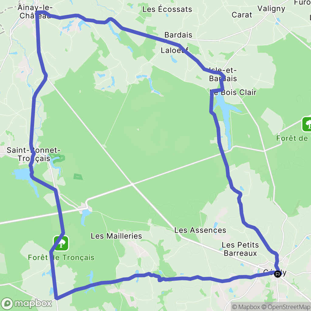 Cérilly : carte du parcours de randonnée - France