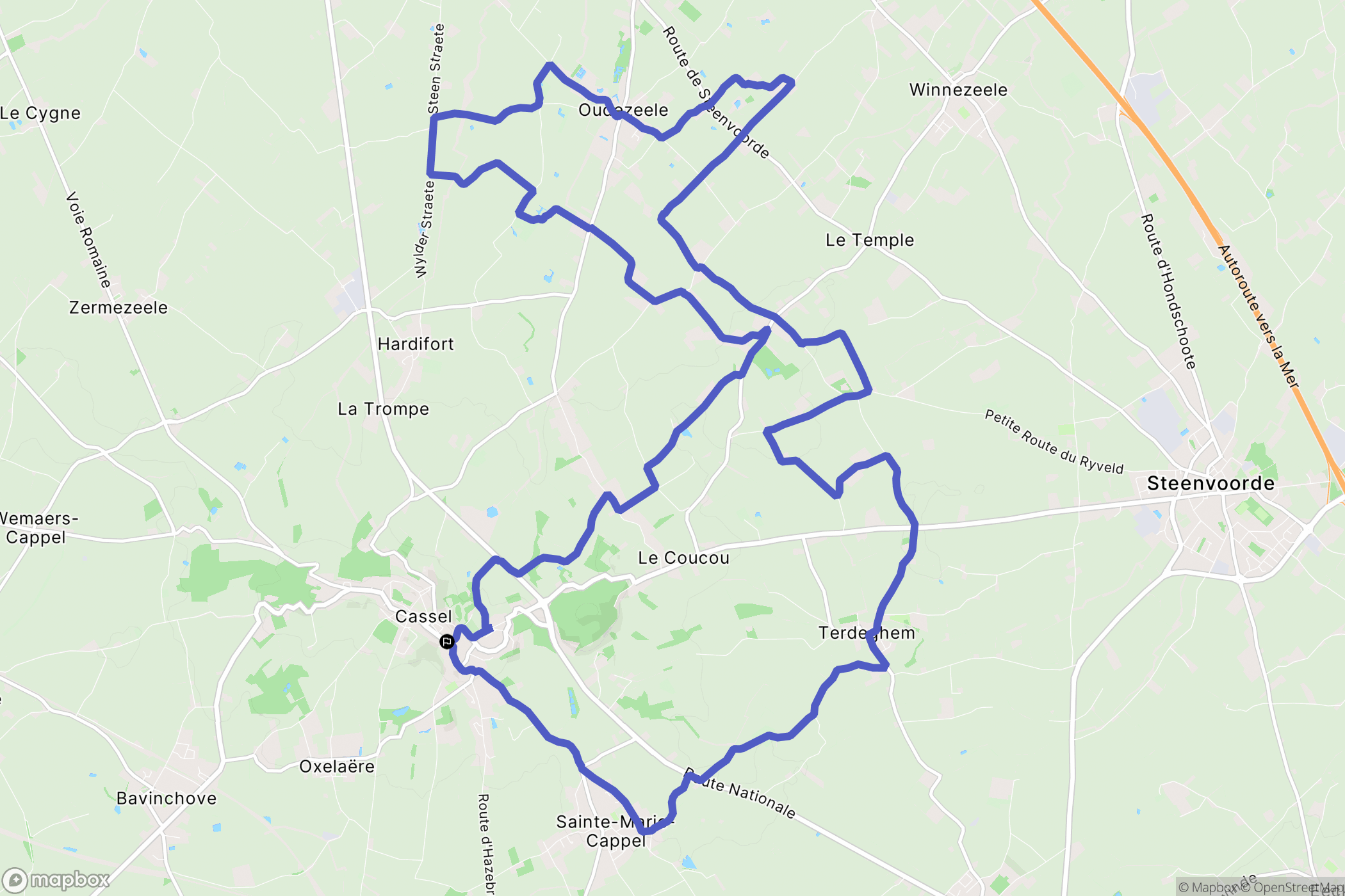 Cassel : carte du parcours de randonnée - France