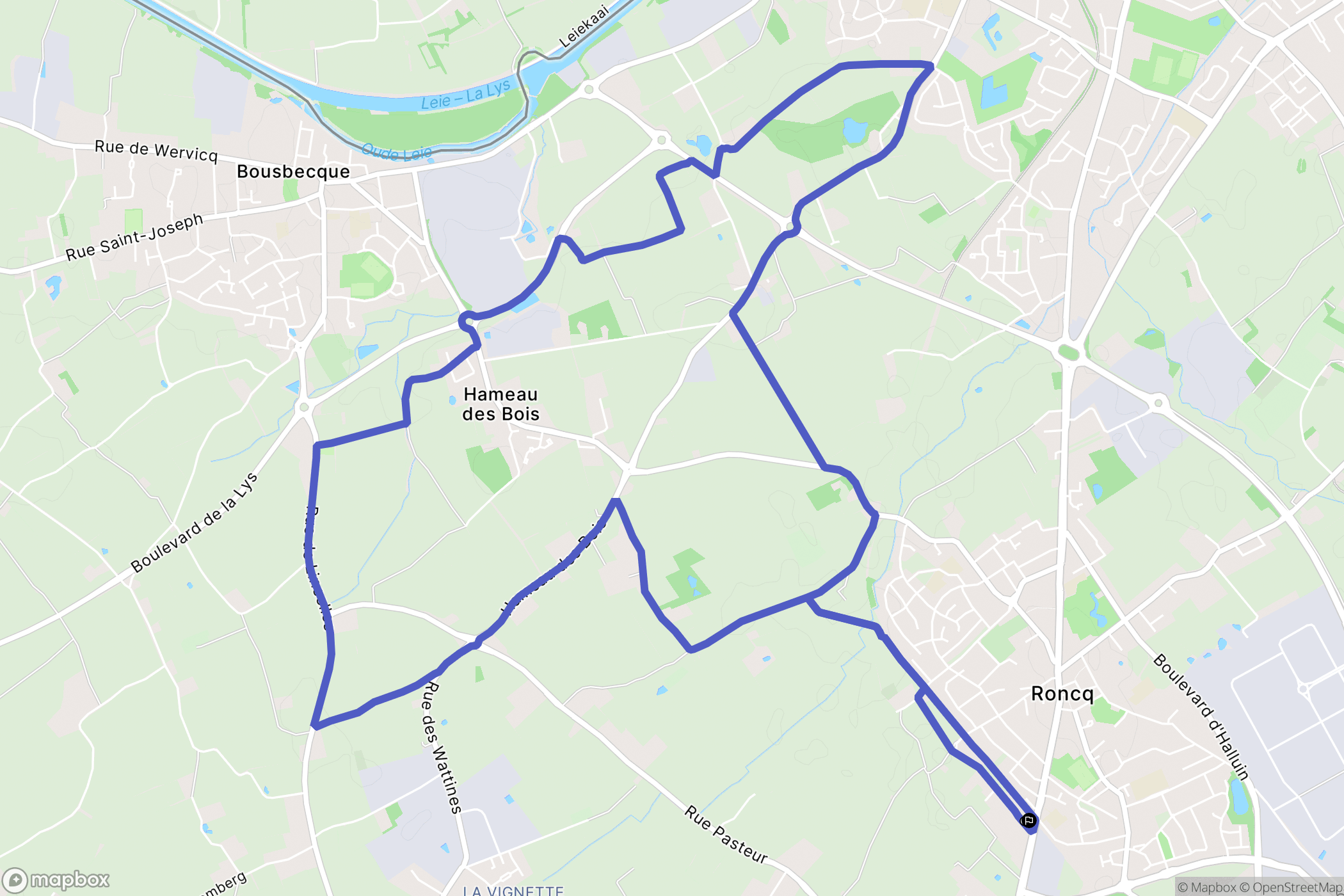 Roncq : carte du parcours de randonnée - France