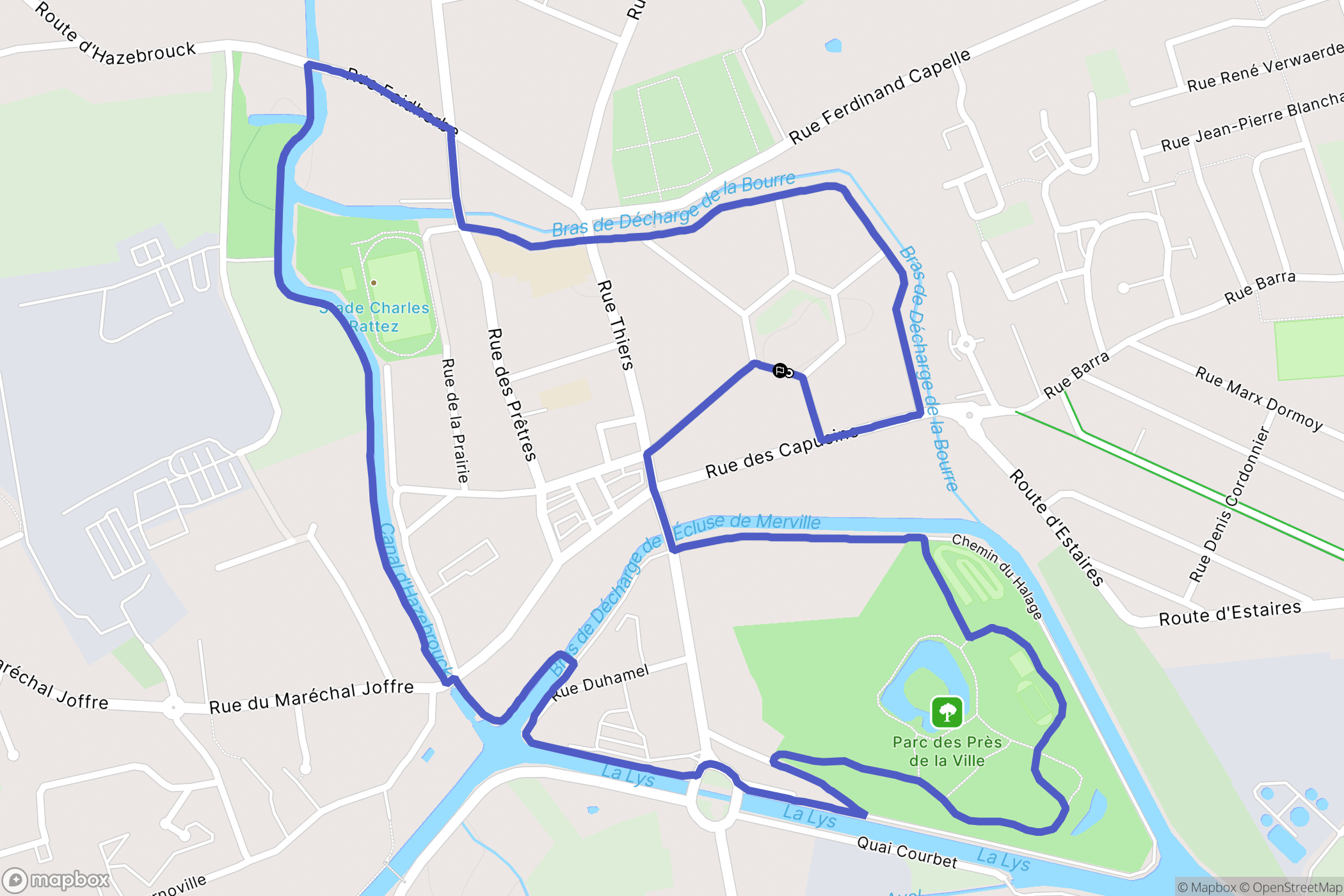 Merville : carte du parcours de randonnée - France