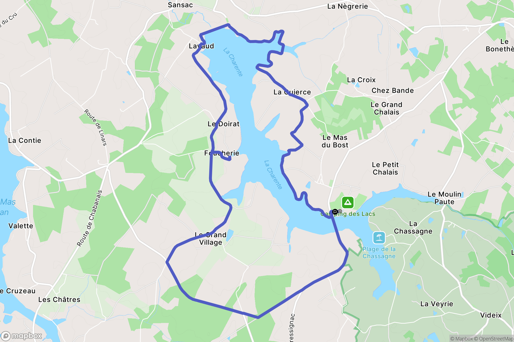 Pressignac : carte du parcours de randonnée - France