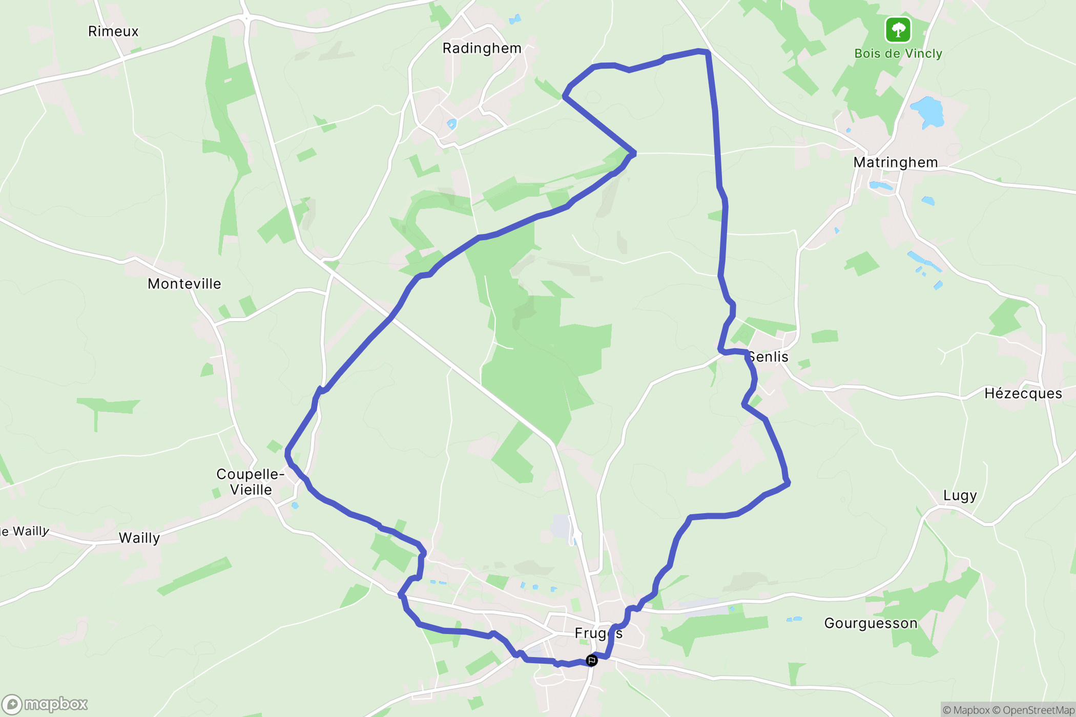 Fruges : carte du parcours de randonnée - France