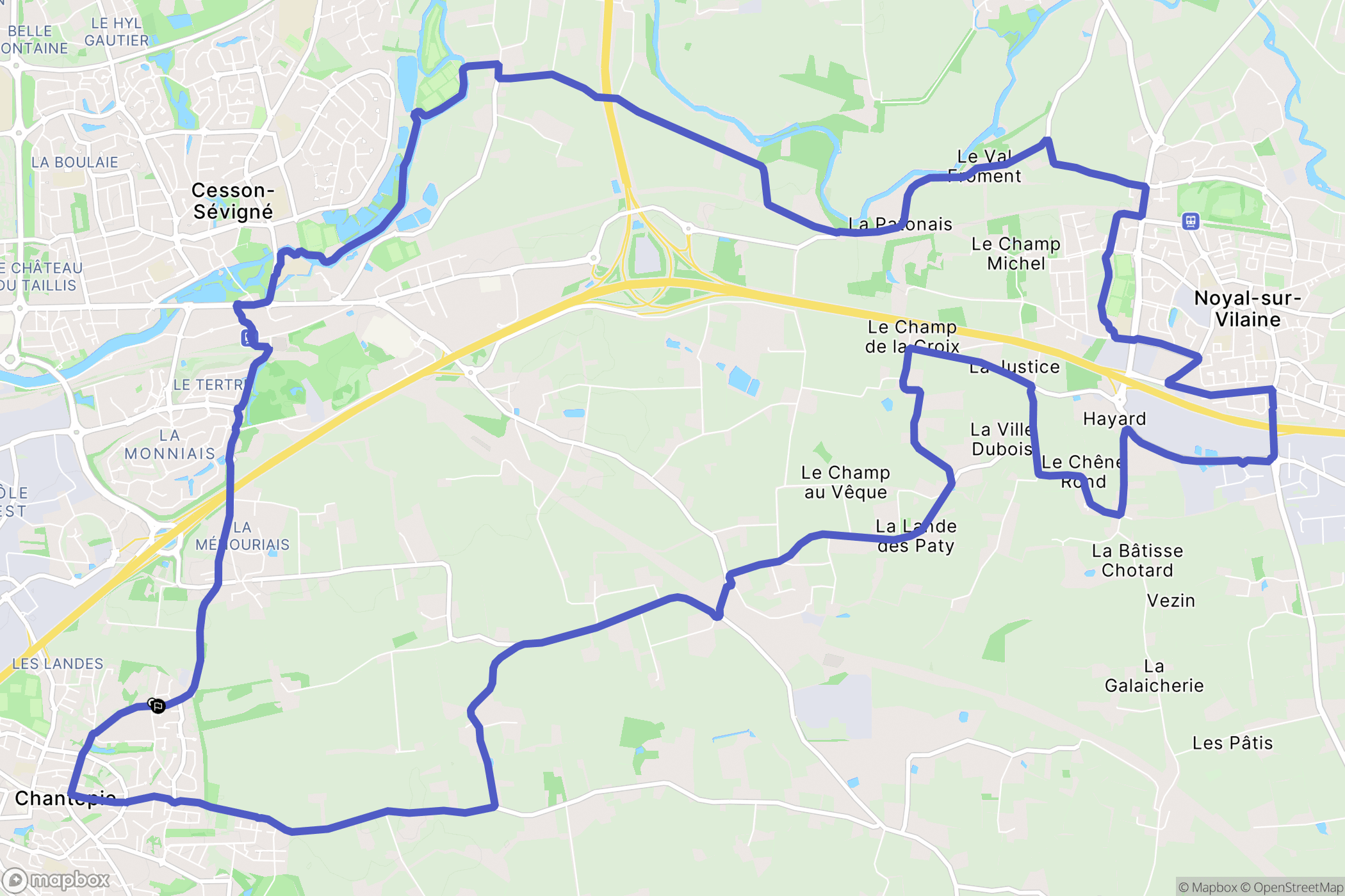 Chantepie : carte du parcours de randonnée - France