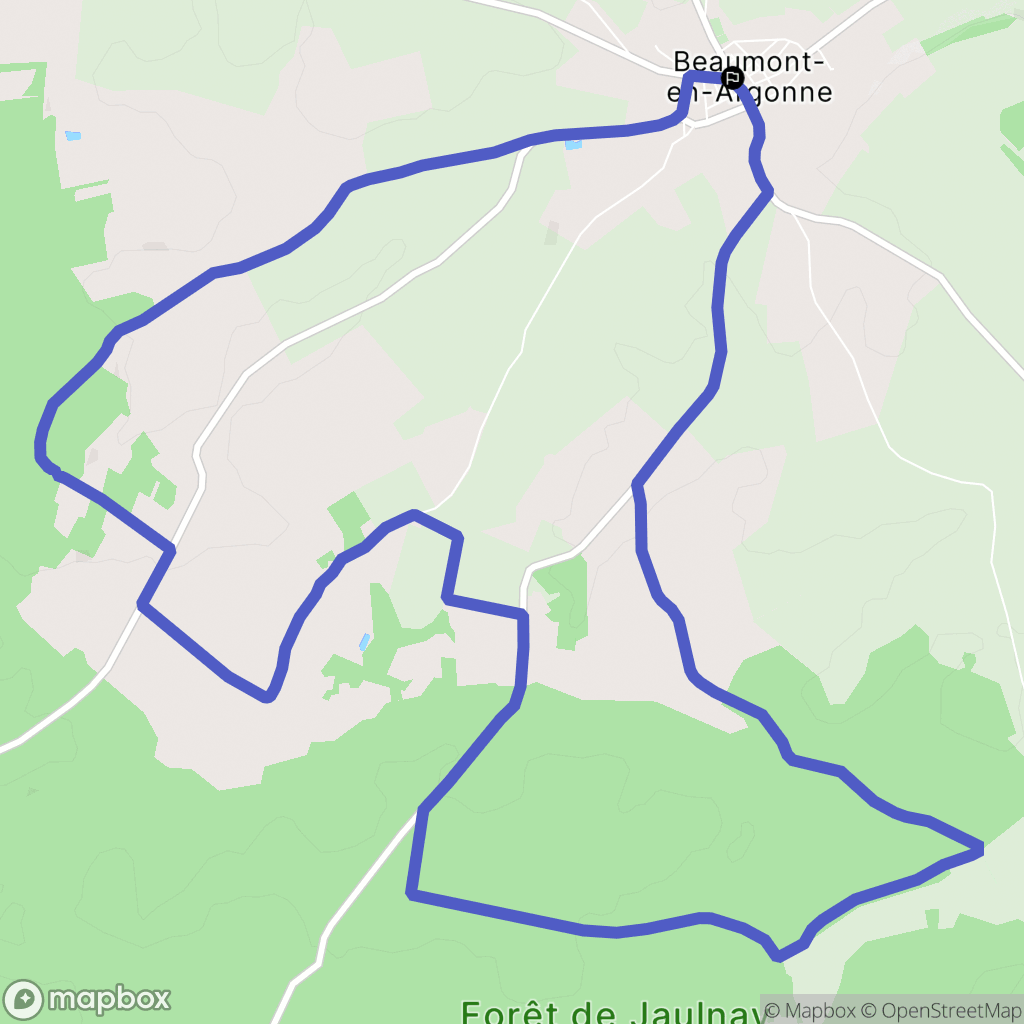 Beaumont-en-Argonne : carte du parcours de randonnée - France