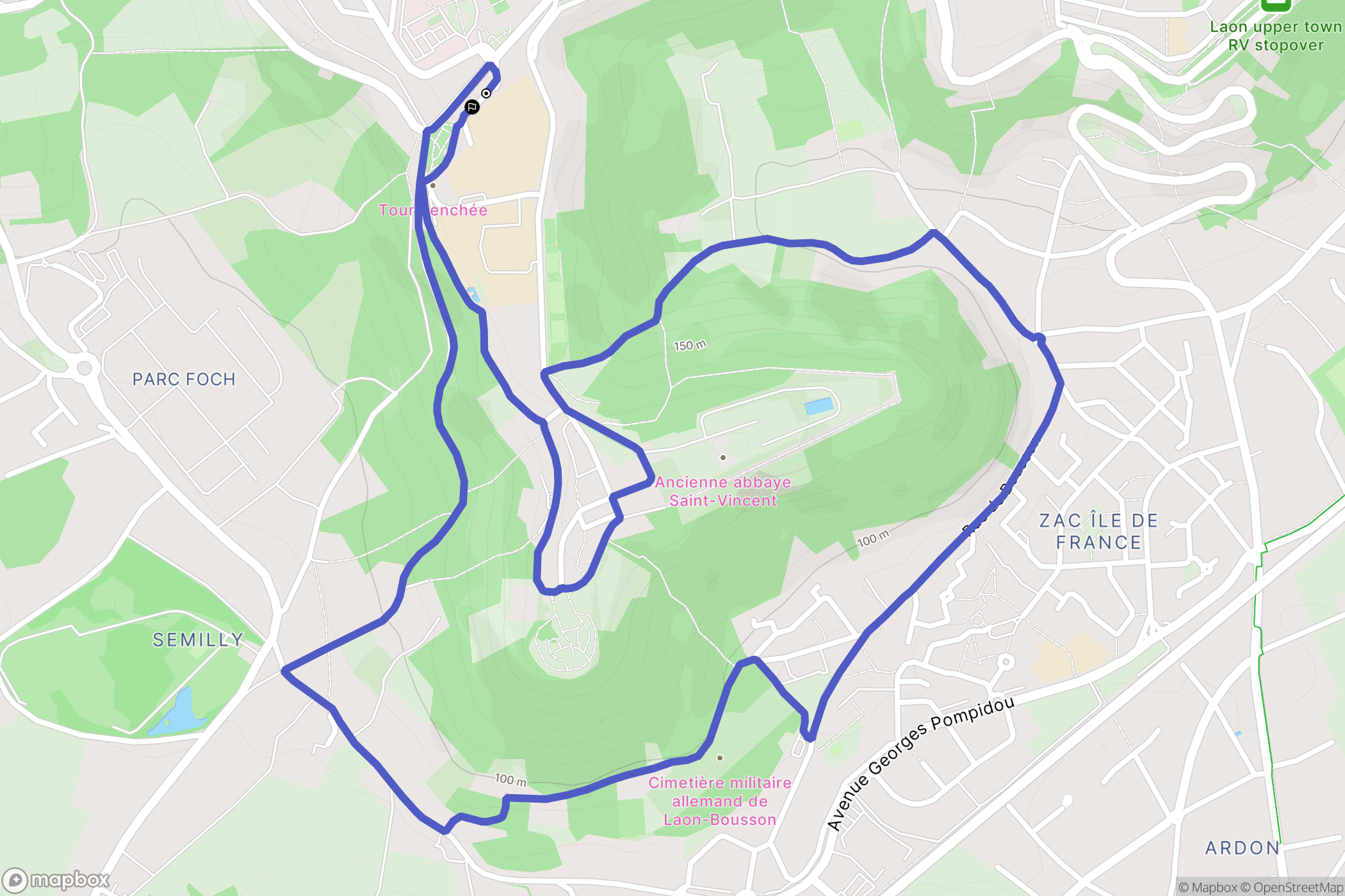 Laon : carte du parcours de randonnée - France