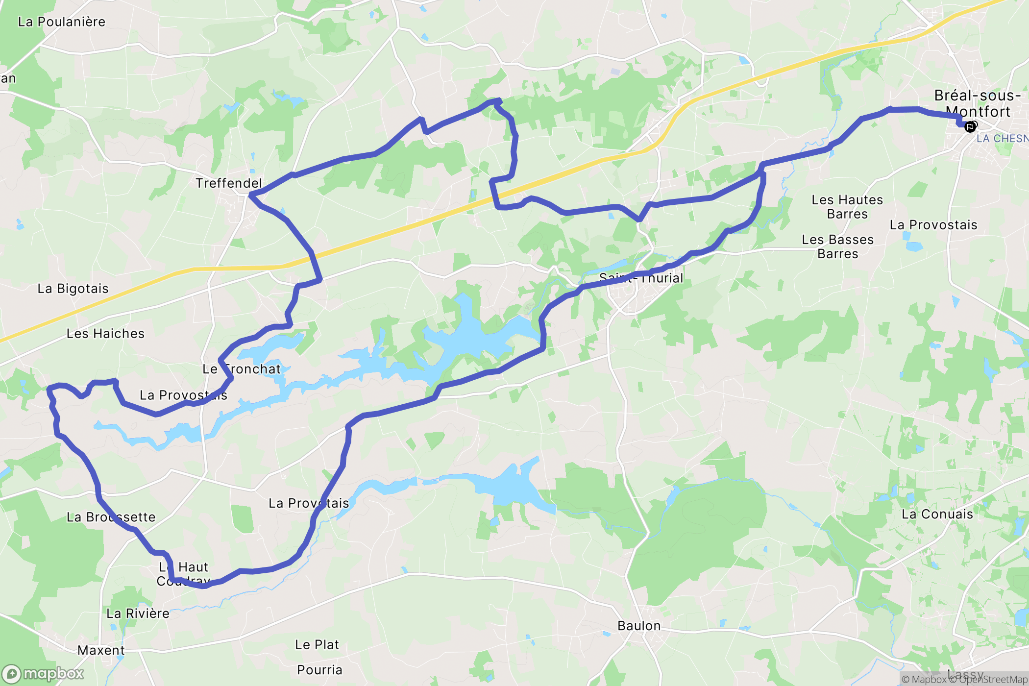 Bréal-sous-Montfort : carte du parcours de randonnée - France